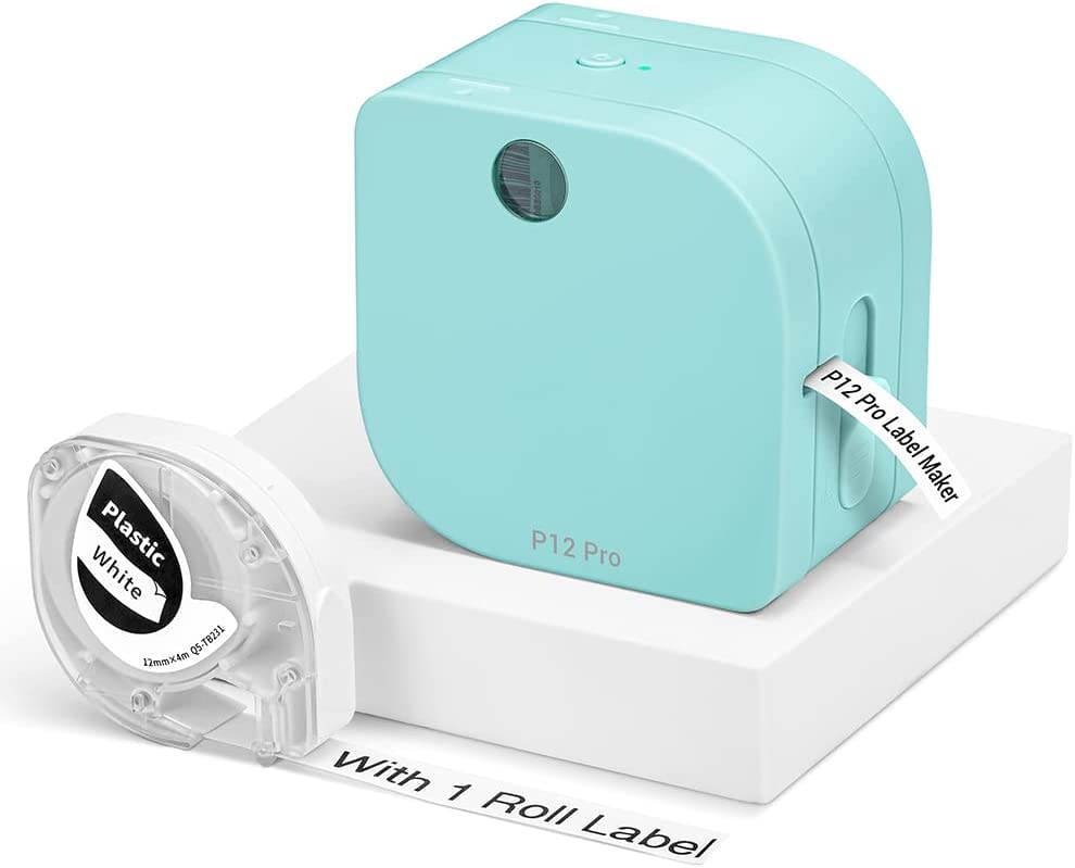 Phomemo P12 PRO Bluetooth Label Maker Machine with Tape - Mini Thermal Label Printer for Home Office Organization, Rechargeable Handheld Labeler for Phone, iPad & Smart Devices | Perfect for Organizing Files, Pantry, School Supplies & Craft Projects