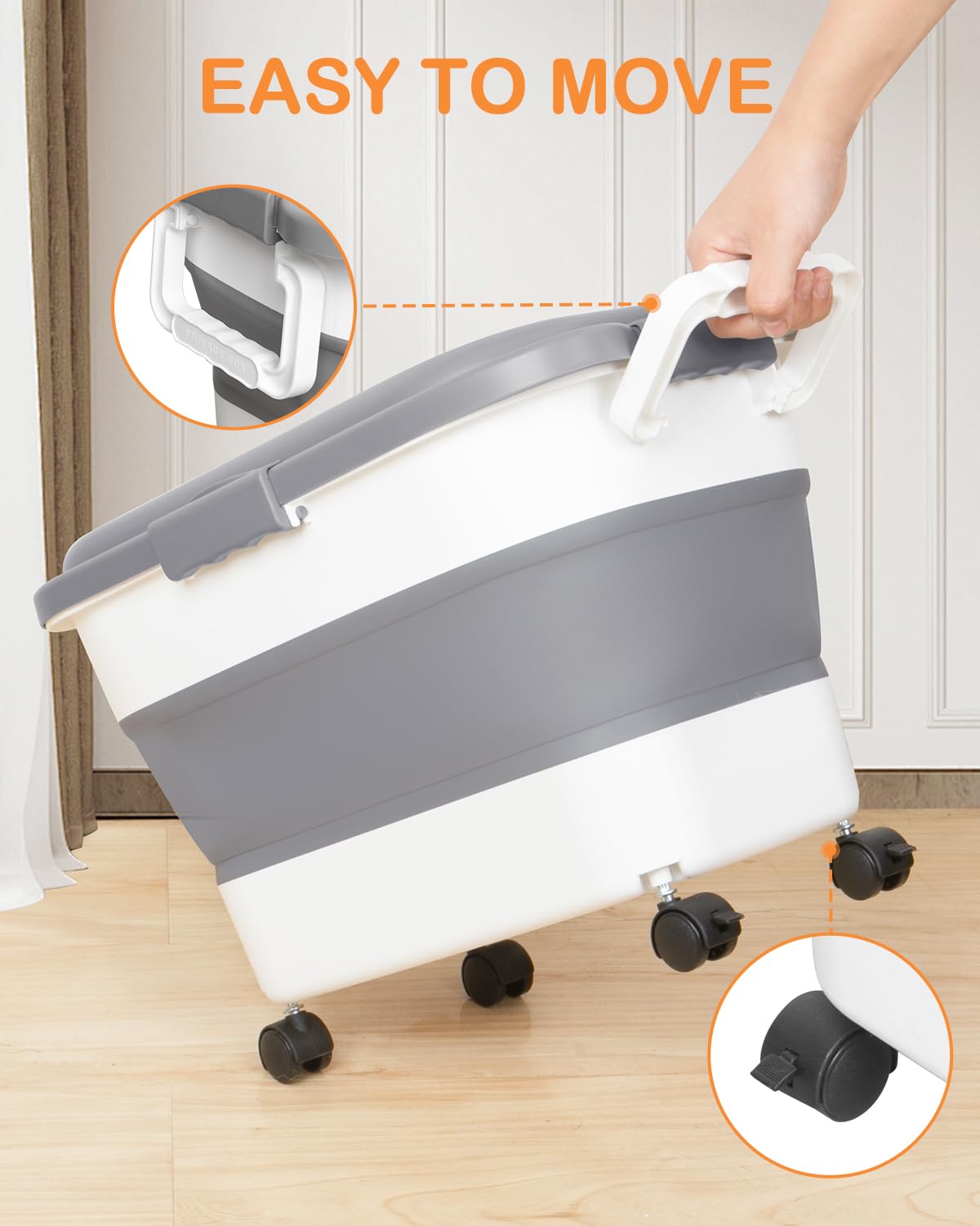 15-23 Lbs Collapsible Dog Food Storage Container with Airtight Lid, Wheels & Handle - Large Pet Food Bin for Dogs & Cats - Includes Scoop & Bowl - Perfect for Home, Travel & Outdoor Use