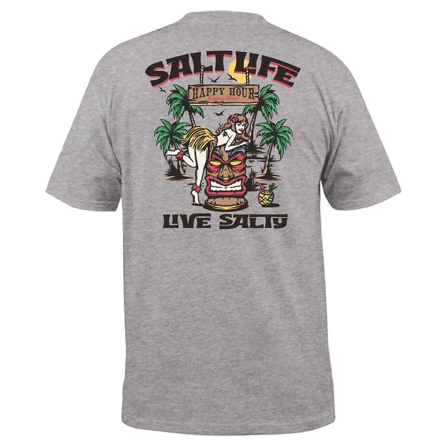 Men's Salt Life Tiki Hour Pocket T-Shirt - Comfortable Casual Short Sleeve Tee for Beach, Fishing & Outdoor Activities