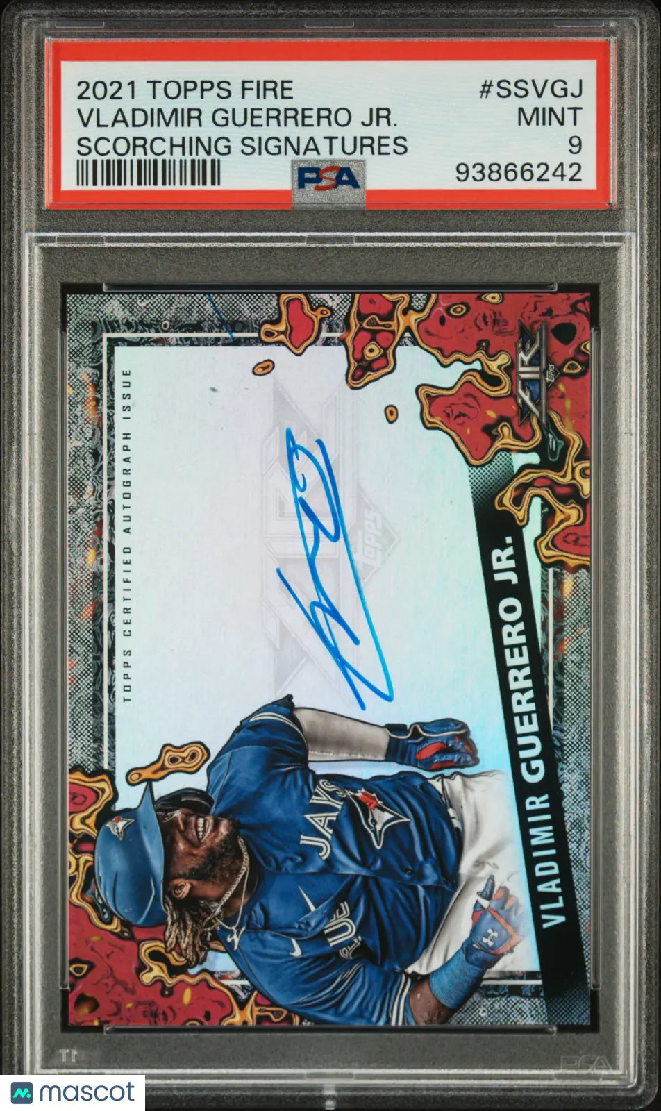 2021 Topps Fire Vladimir Guerrero Jr. Scorching Signatures Autograph Baseball Card PSA 9 /199 - Perfect for Sports Collectors & MLB Fans Display