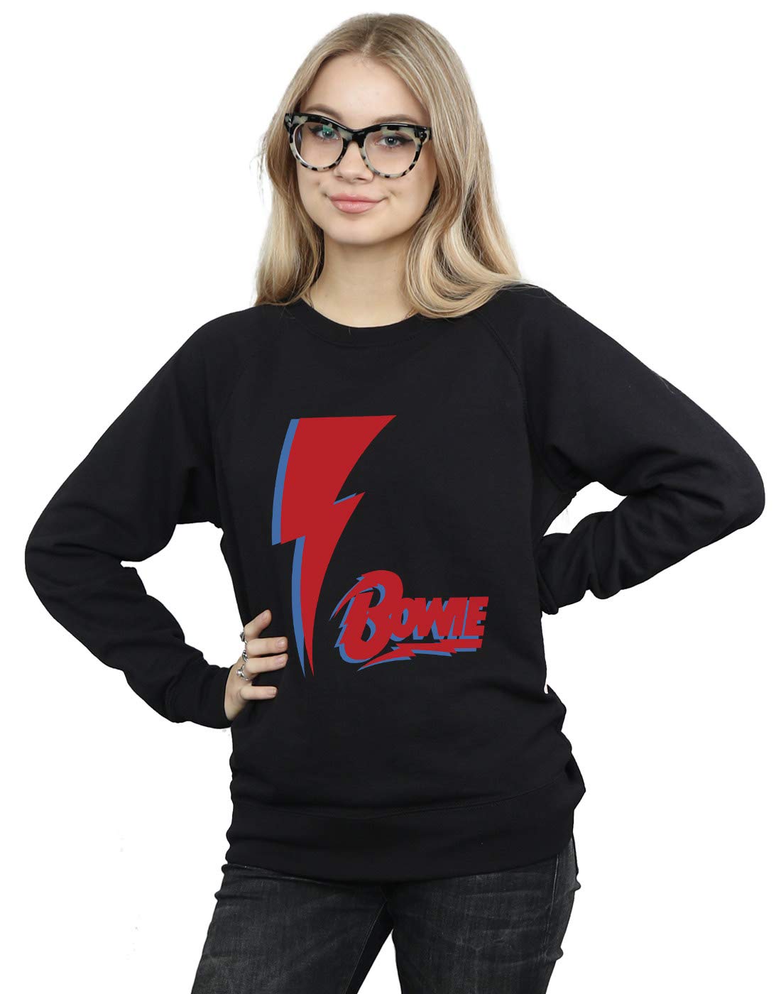 David Bowie Women's Red Lightning Bolt Graphic Sweatshirt - Vintage Rock Band Hoodie for Concerts & Casual Wear