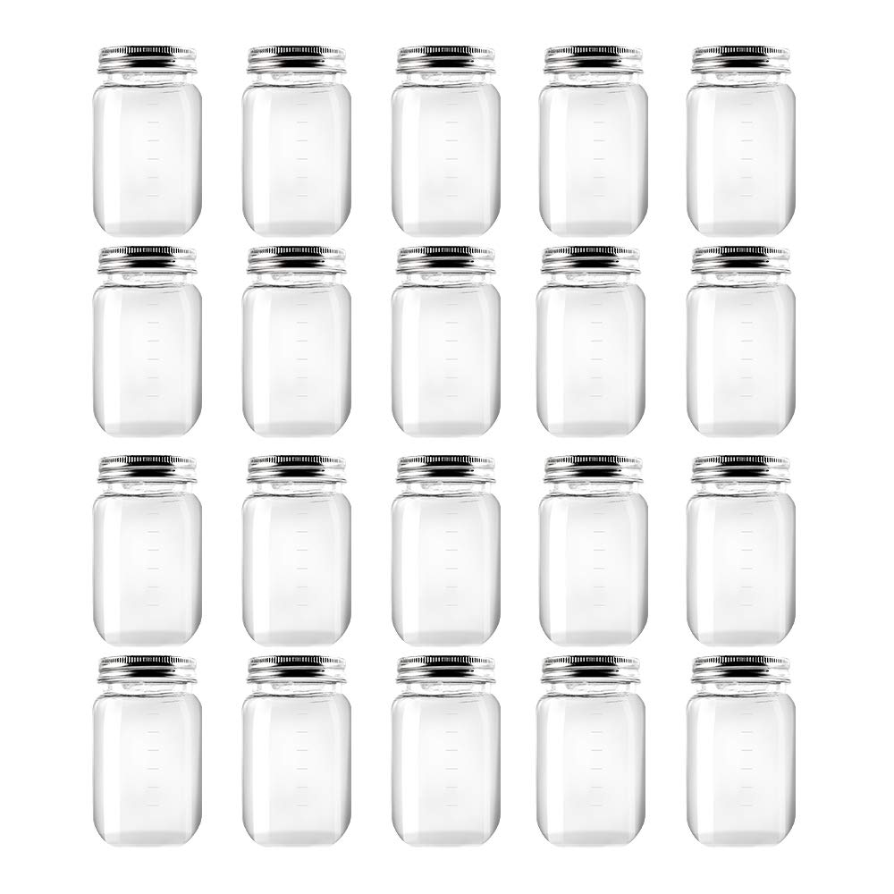 Novelinks 16oz Clear Plastic Jars with Screw-On Lids - 20 Pack BPA-Free Refillable Round Containers for Slime, Kitchen & Household Storage - Perfect for DIY Crafts, Food Storage, and Organization