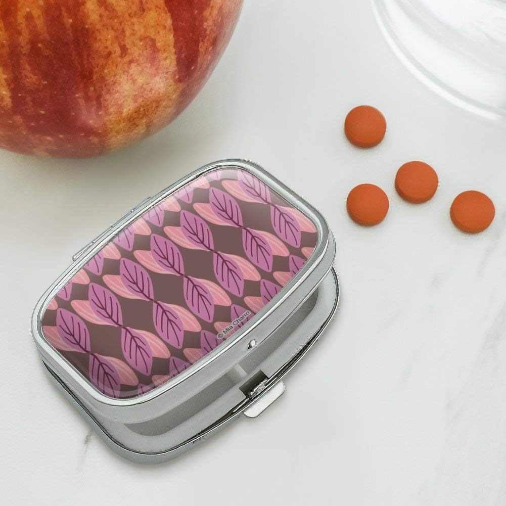 Haruna Leaves Pattern Rectangle Pill Case & Jewelry Gift Box - Perfect for Travel, Daily Medication, and Small Trinket Storage