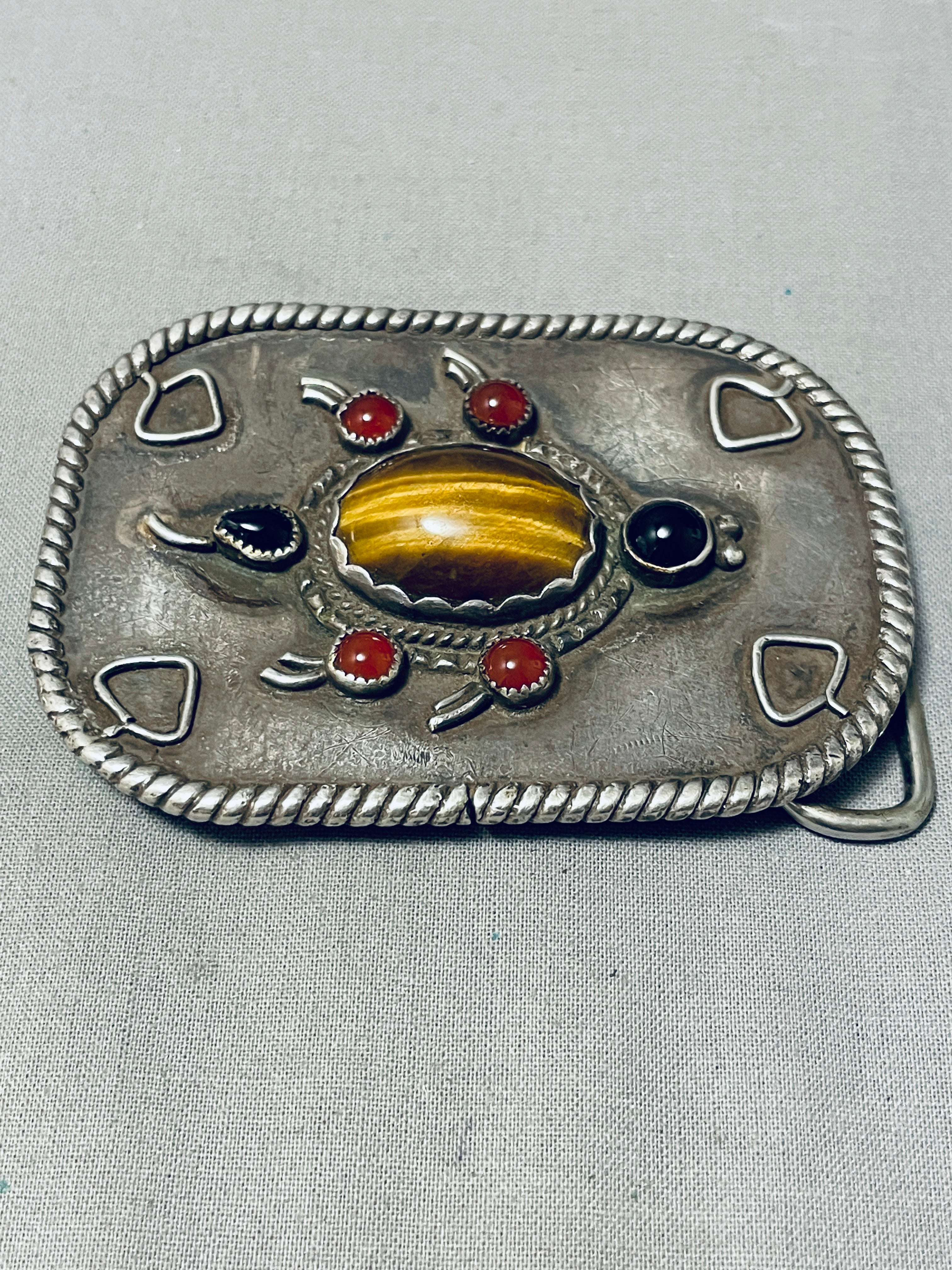 Vintage Navajo Turtle Sterling Silver Buckle - 100 Grams Authentic Native American Jewelry - Perfect for Western Belts, Boho Fashion & Cultural Accessories