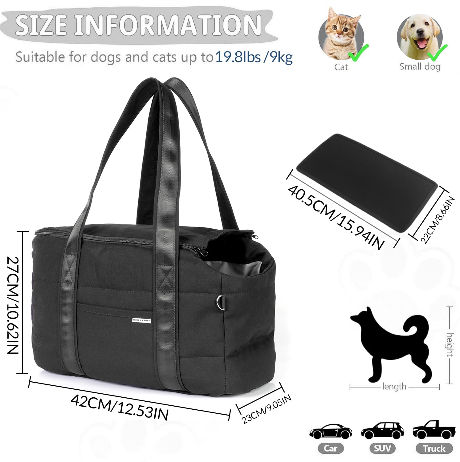 Small Dog Car Seat & Harness - Washable & Portable Pet Carrier for Travel, Shopping & Outdoor Adventures - Perfect for Small Dogs in Cars