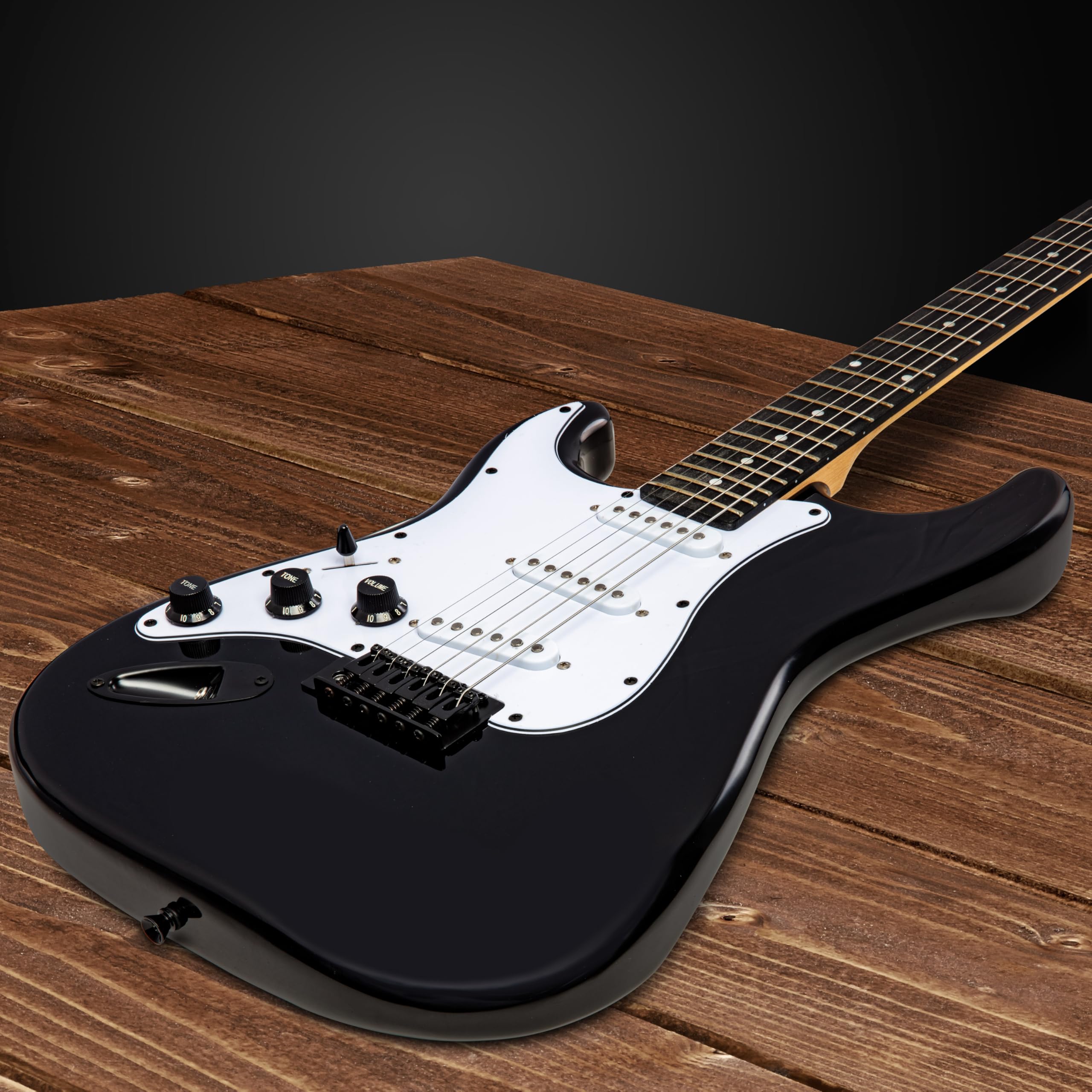 LyxPro Left Handed 39-Inch Full Size Electric Guitar Starter Kit for Beginners - Includes Amp, 6 Strings, 2 Picks, Shoulder Strap, Digital Clip-On Tuner, Cable & Soft Case (Black) - Perfect for Home Practice, Studio Recording & Live Performances