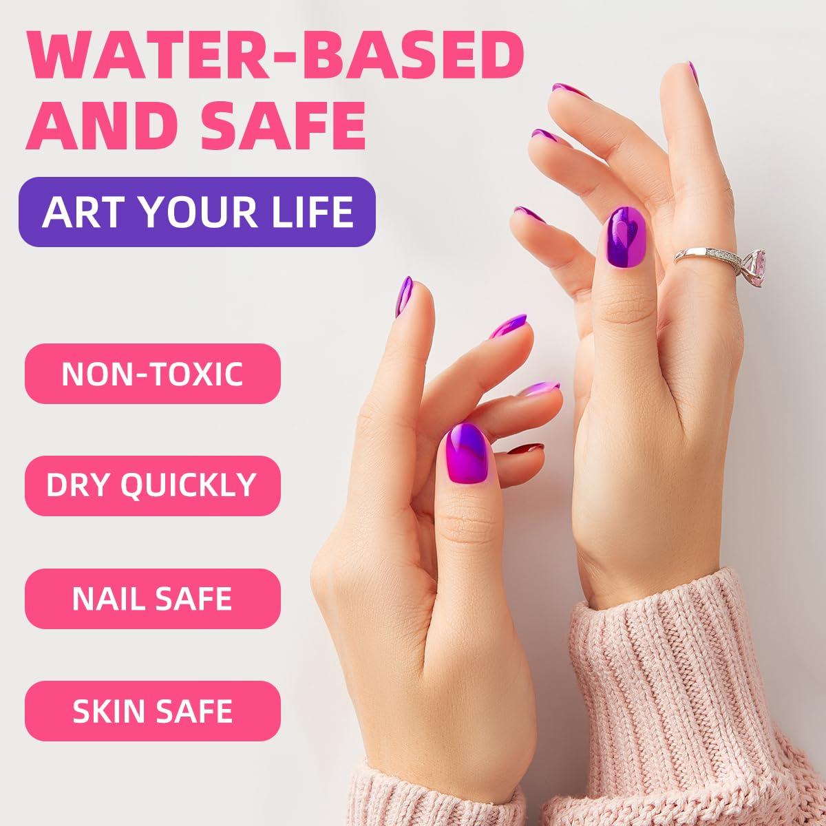 OPHIR 30 Colors Nail Art Ink Set - Airbrush & Acrylic Paint for Nails, Crafts, Model Hobbies & Shoe Painting | 10ML/Bottle Professional Nail Pigments | Perfect for Salon, DIY Nail Art & Creative Projects