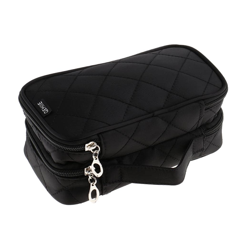 Losa 2-Layer Waterproof Travel Cosmetic Bag - Makeup Organizer & Toiletry Pouch for Women (Black) | Perfect for Vacation, Gym, Business Trips & Daily Essentials Storage