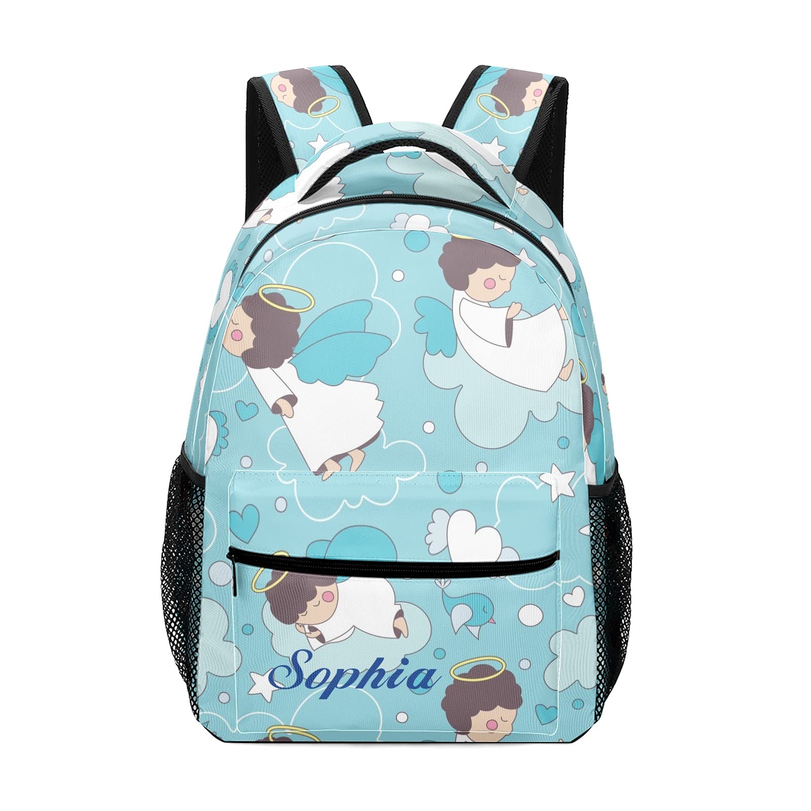 Personalized Cute Cartoon Angels School Backpack for Kids - Lightweight Laptop Bag with Name Embroidery, Durable Travel Daypack for Boys & Girls - Perfect Gift for School, Travel & Daily Use