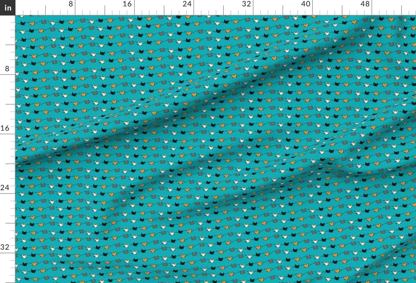 Whimsical Kitty Aqua Cat Print Minky Fabric by The Yard - Blue Green Animal Design for Sewing Baby Blankets, Quilt Backing & Plush Toys - Perfect for DIY Nursery Decor, Soft Stuffed Animals & Cozy Home Projects