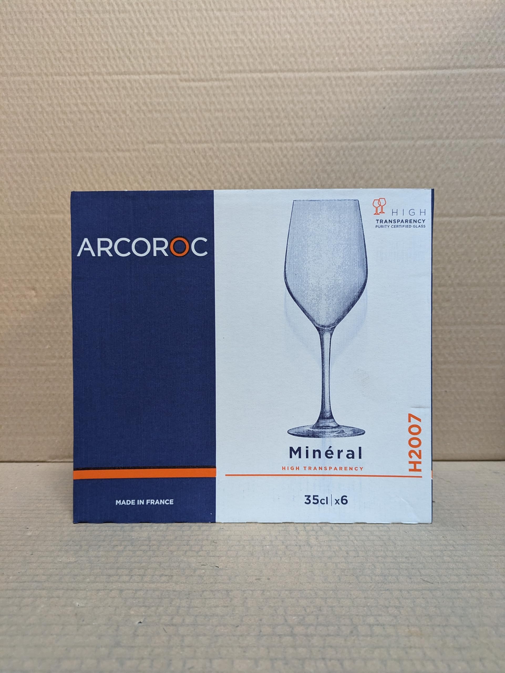 Premium Arcoroc Mineral Wine Glasses Set of 6 - 12.3oz (350ml) Crystal Clear Tempered Glass for Red & White Wine - Elegant Stemware for Dinner Parties, Weddings & Home Entertaining