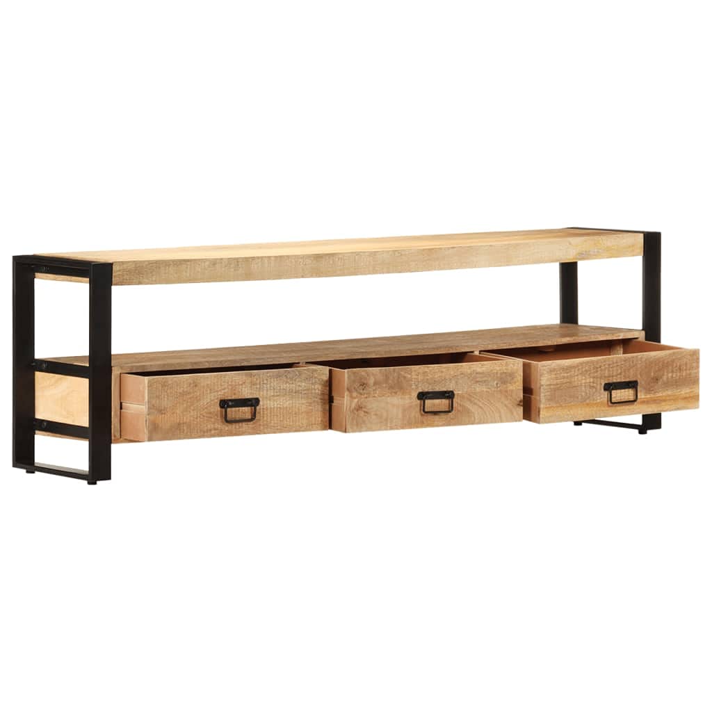 Farmhouse TV Stand with Open Shelves - 59.1