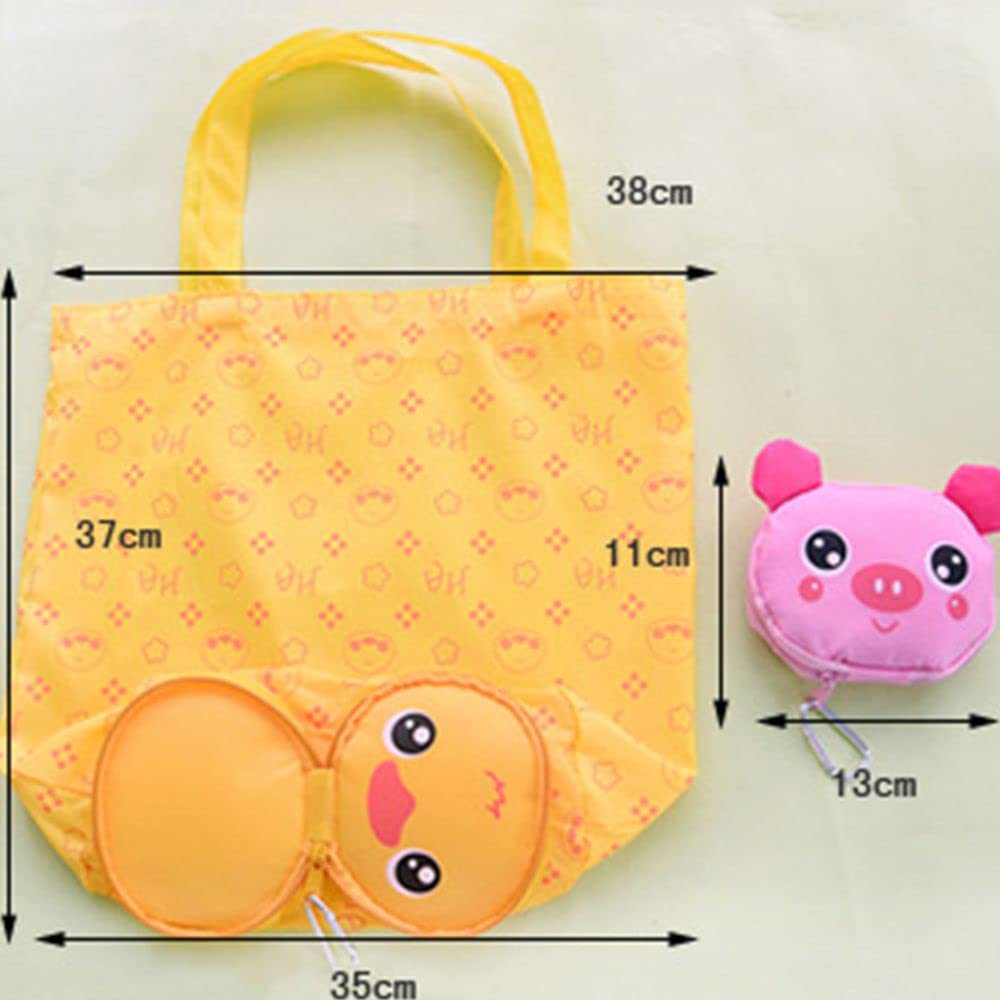 Eco-Friendly Reusable Foldable Shopping Bag with Aluminum Buckle - Cute Cartoon Frog Design | Durable Nylon Storage Bag for Groceries, Travel & Beach