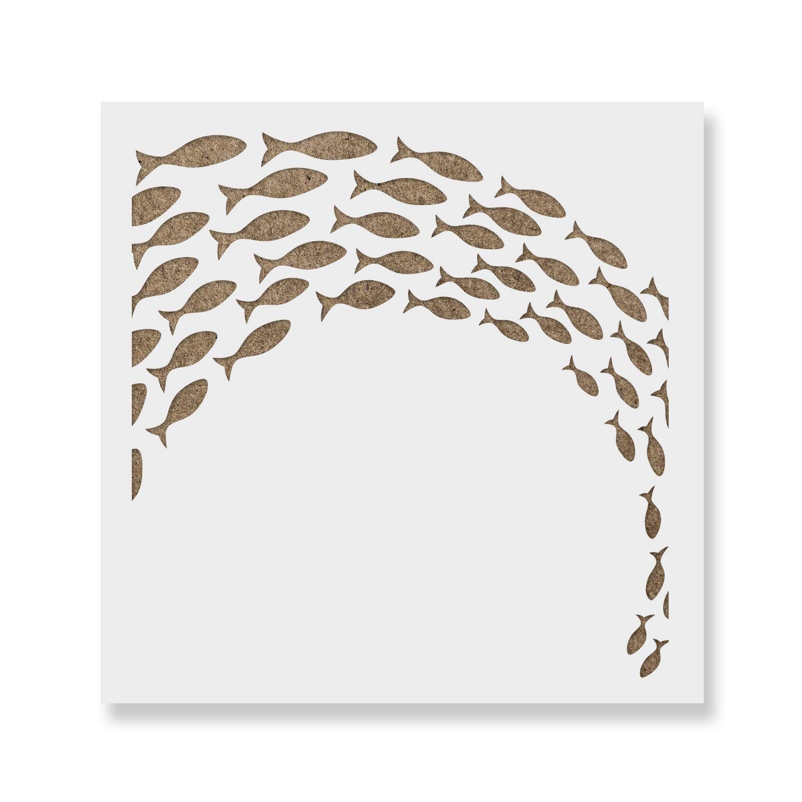 Fish School Stencil - Underwater Marine Life Template for DIY Art, Ocean Themed Decor | Perfect for Kids' Crafts, Classroom Projects & Nautical Home Decor