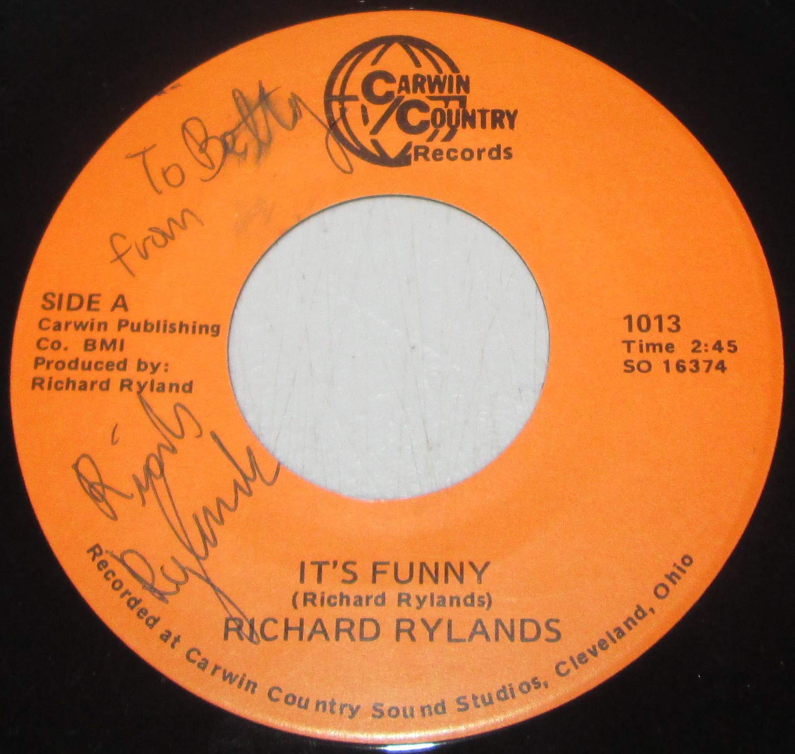 Funny b/w Down On The Ground - Autographed Vintage 45 RPM Vinyl Record - Rare Collectible Music for DJs & Vinyl Enthusiasts - Perfect for Home Listening & Music Collections
