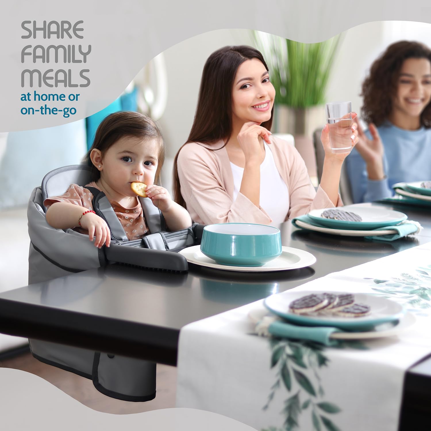 Portable Baby High Chair - Adjustable Faux Leather Hook-On Dining Seat for Infants & Toddlers | Secure Table Attachment for Travel, Restaurants & Home Use | Space-Saving Clip-On Feeding Chair