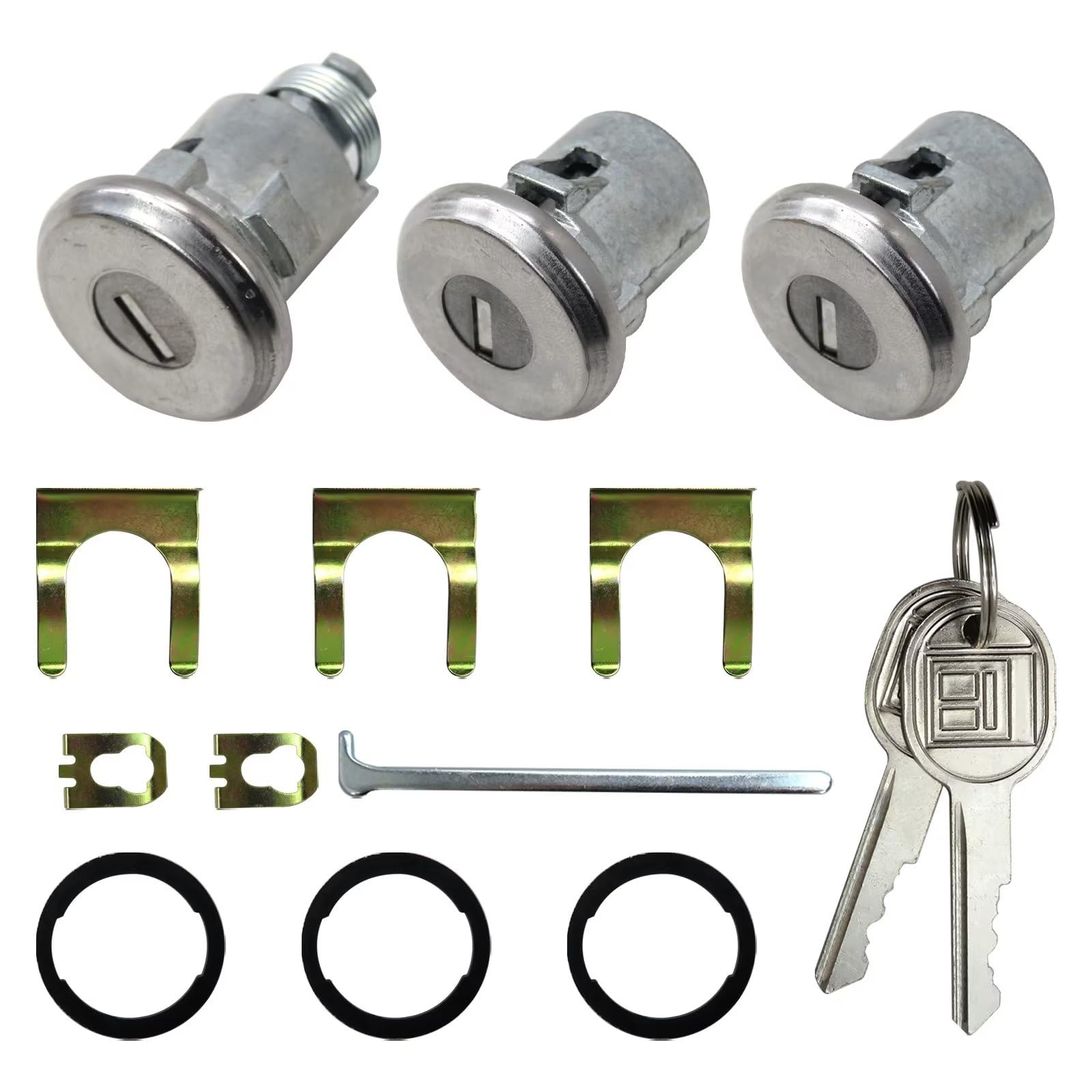 Car Door Trunk Key Lock Cylinder Set with 2 Keys - Replacement for Chevelle Malibu Monte Carlo Camaro (Part# 654394765282) | Auto Repair & Restoration Accessories