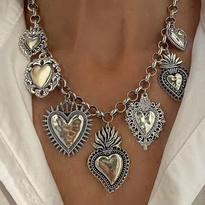 Vintage Religious Sacred Heart Pendant Necklace - Sterling Silver Chain for Women - Perfect for Church, Weddings & Spiritual Gifts