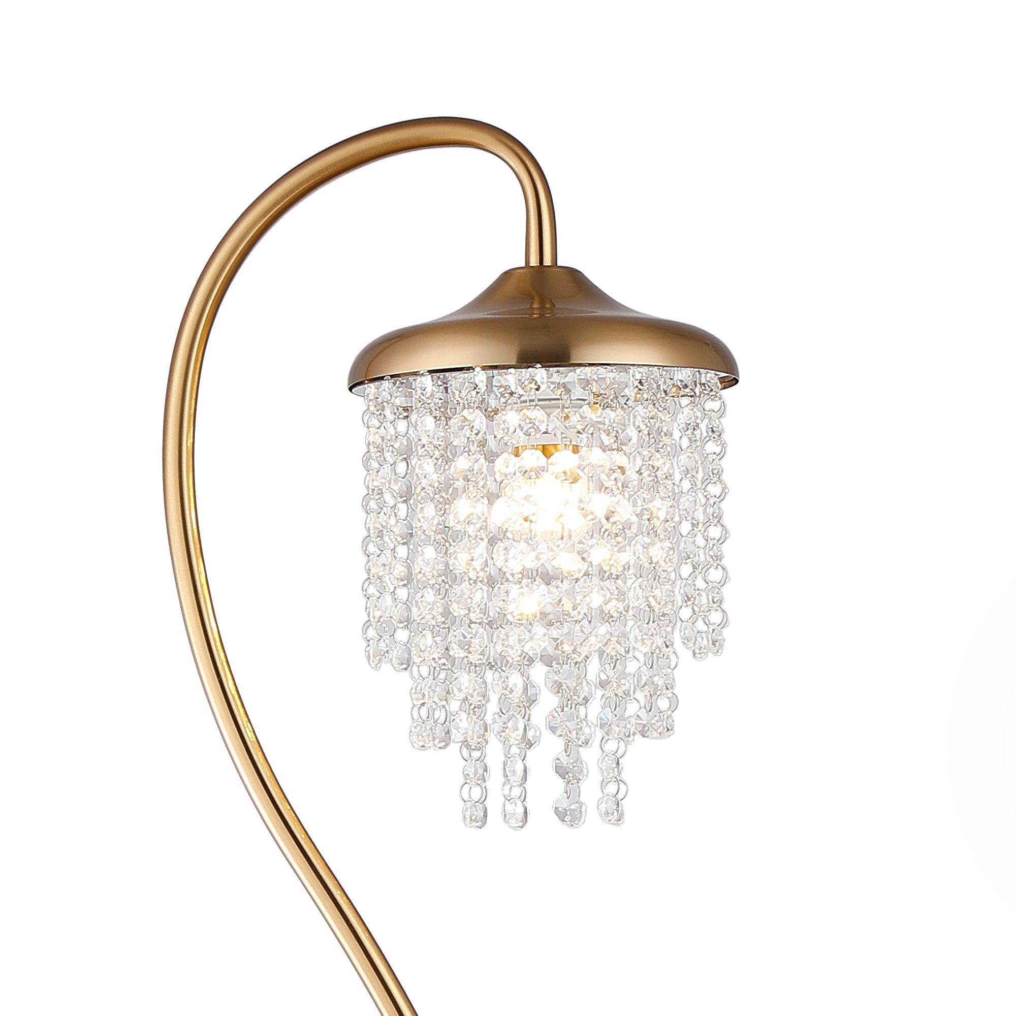 1 Light Golden Floor Lamp with Crystal Shade - Modern Elegant Standing Light for Living Room, Bedroom & Office - Perfect for Reading, Relaxing & Home Decor