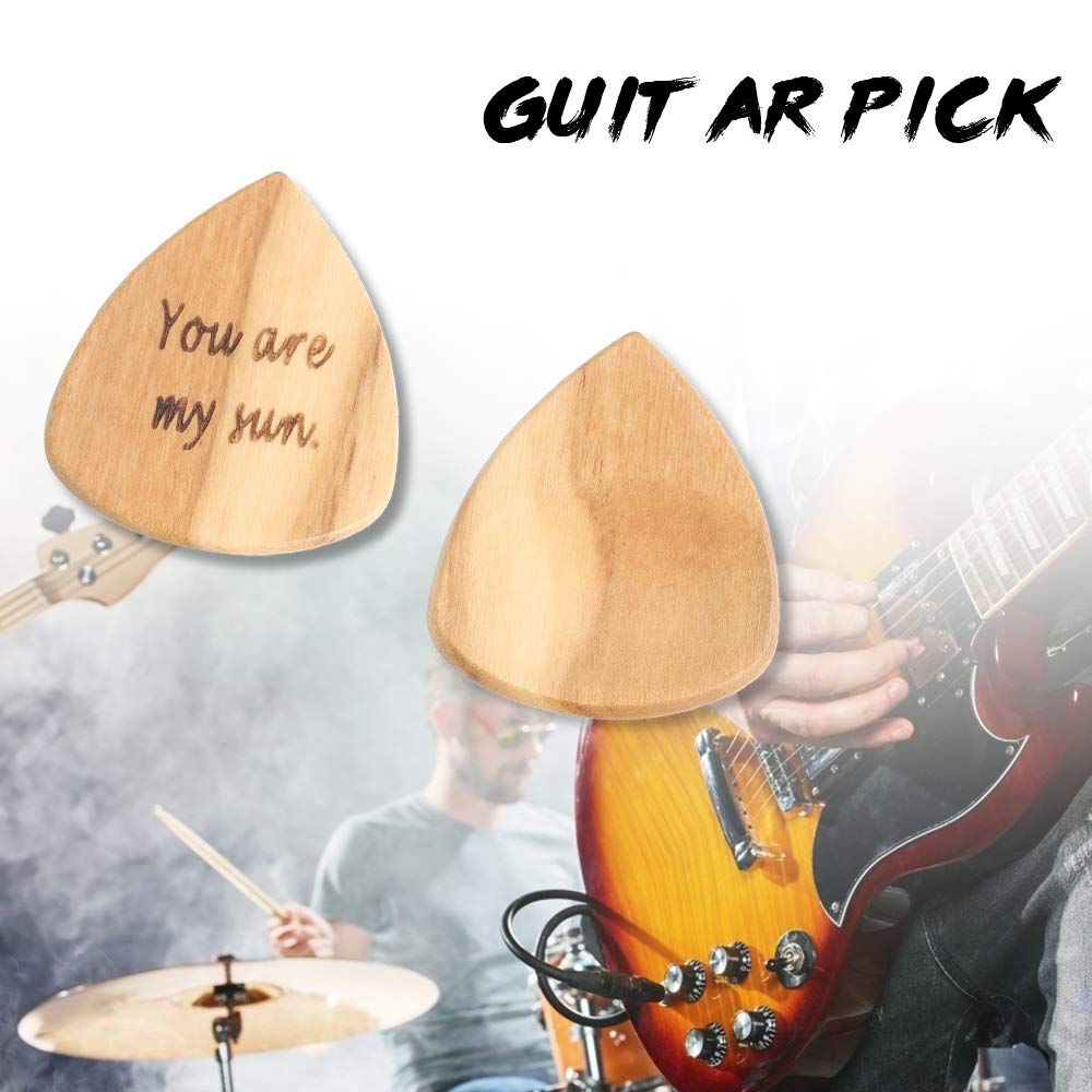 Custom Engraved Wooden Guitar Picks 3 Pack - Personalized with Text & Date - Electric Bass Guitar & Ukulele Accessories - Unique Music Gifts for Christmas & Birthdays - Wooden/Peach/Mahogany Picks for Musicians & Collectors - Perfect for Performances, Practice & Special Occasions