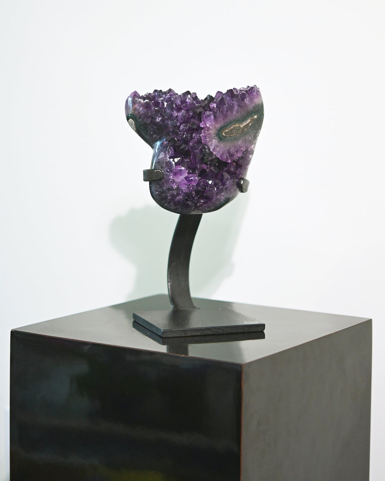 Natural Amethyst Crystal Geode on Wooden Stand - 5.2 lbs Healing Stone for Home Decor, Meditation & Spiritual Gifts | Perfect for Office Desk, Living Room & Yoga Space