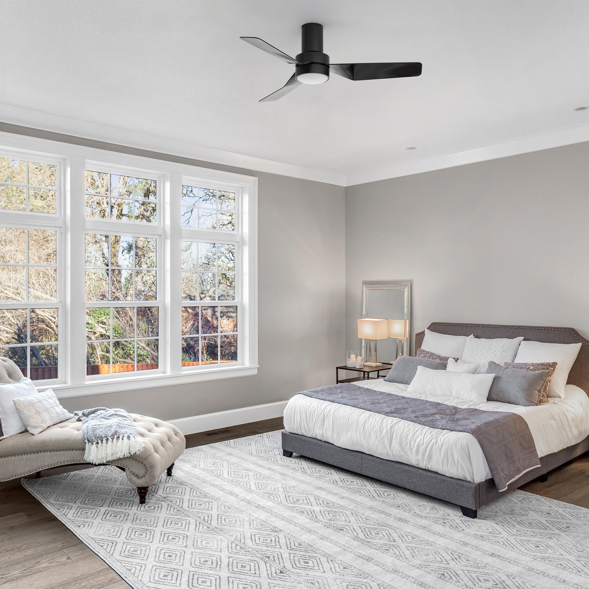 Barnet 44 Inch Flush Mount Smart Ceiling Fan with LED Light & Remote Control - Perfect for Bedroom, Living Room, and Home Office