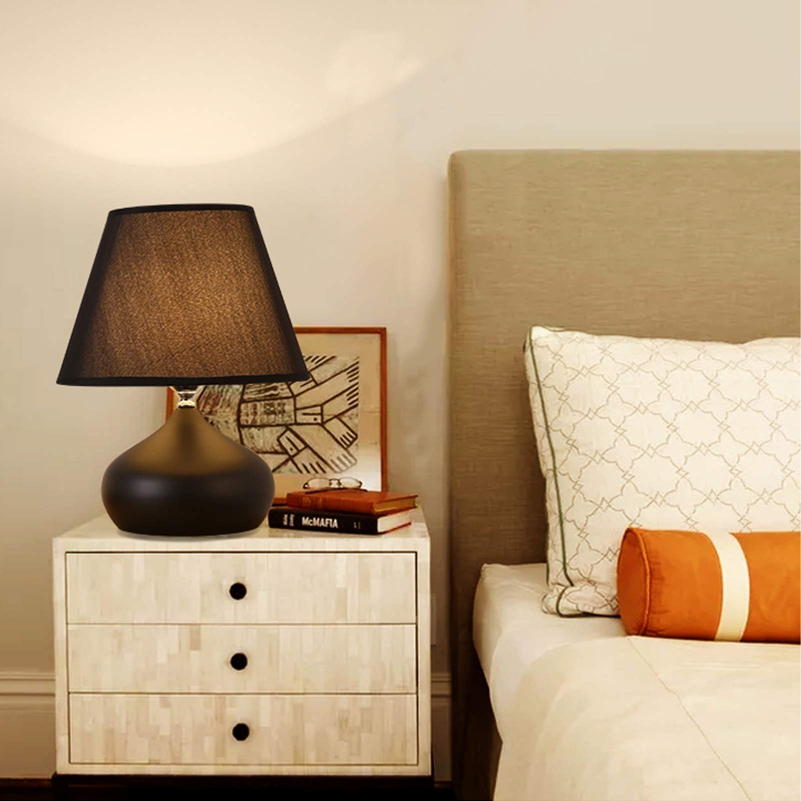 Lurrose 23cm Clip-On Drum Lamp Shade - Fabric Chandelier & Table Lamp Cover for Bulbs & Candles - Perfect for Home Office, Bedroom, and Living Room Lighting Decor