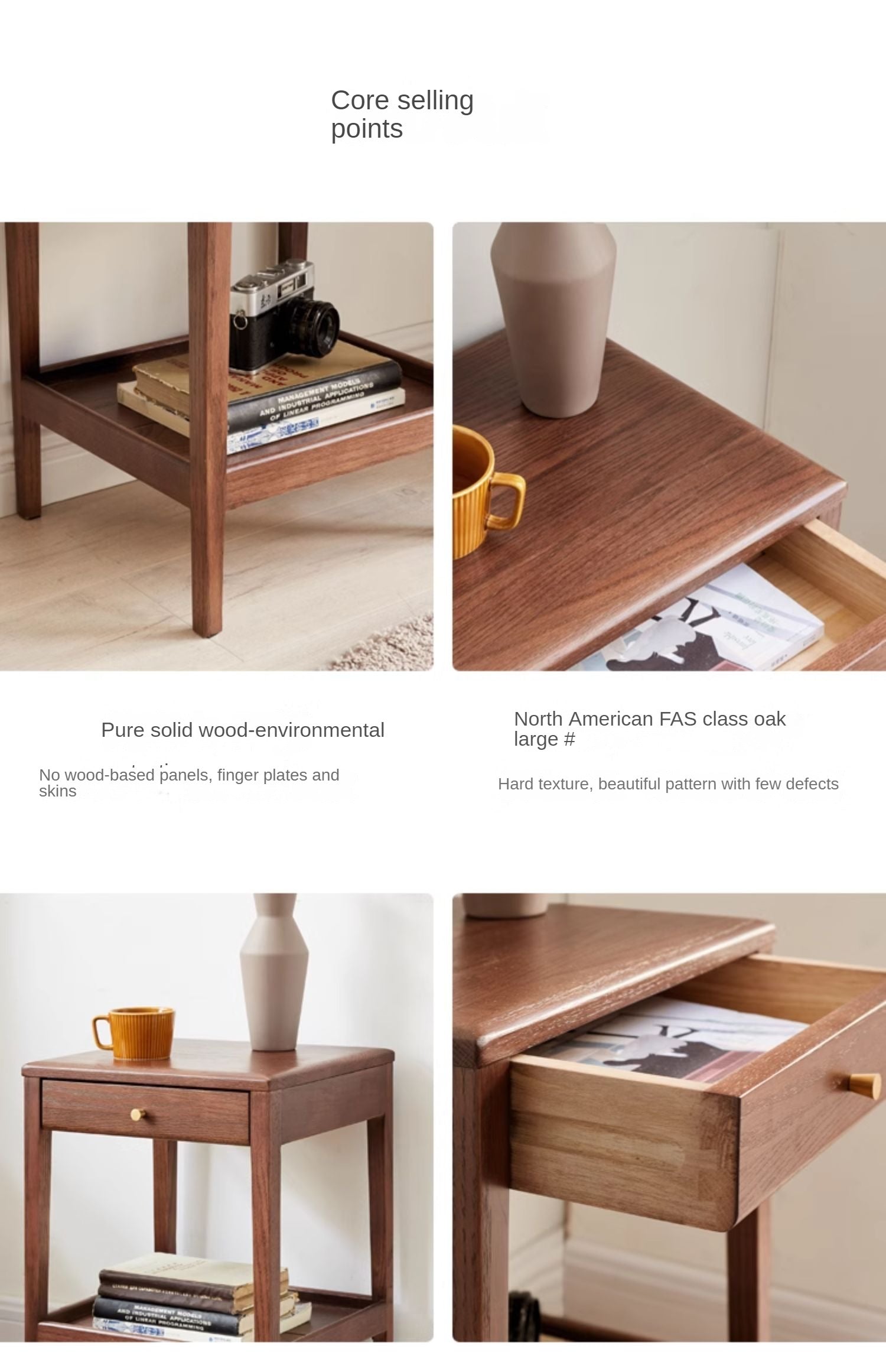 Solid Oak & Black Walnut Wood Side Cabinet - Rustic Nightstand, Entryway Storage, or Bathroom Organizer - Handcrafted Wooden Furniture for Home Decor
