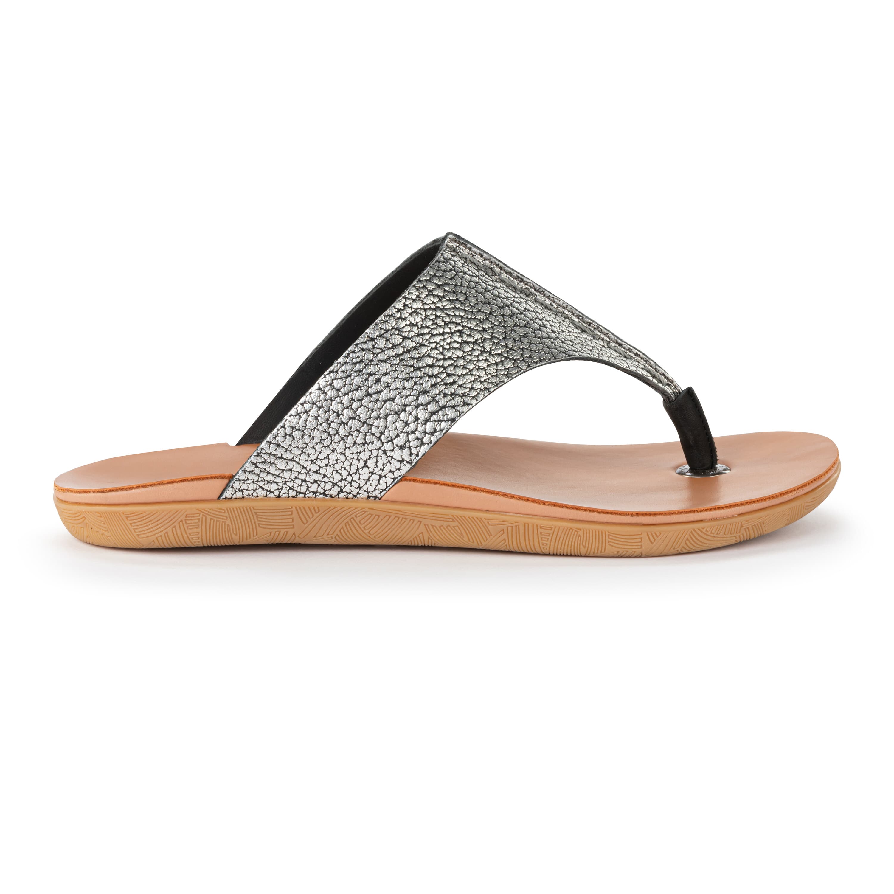 Los Feliz Leather Sandals for Women - Dark Silver | Comfortable & Stylish Summer Footwear for Beach, Travel & Casual Outings