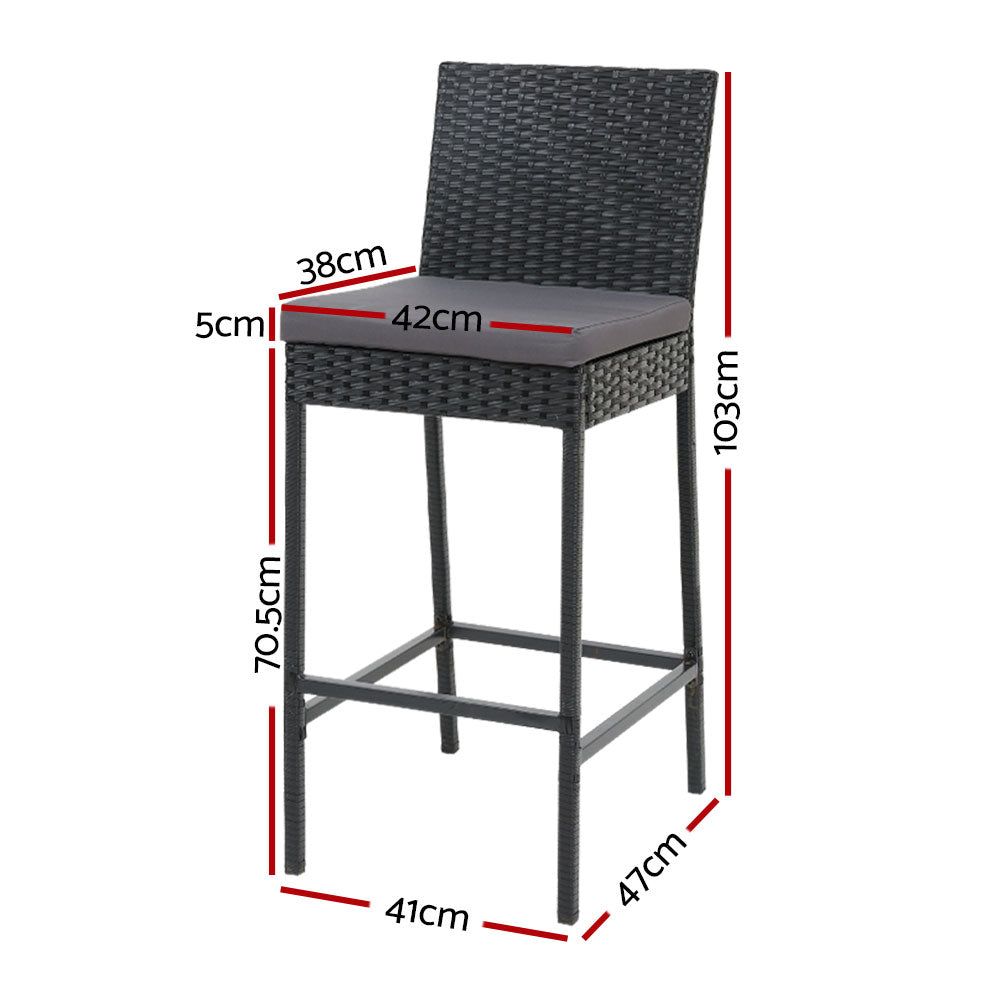 Gardeon Set of 4 Outdoor Bar Stools - Wicker Dining Chairs for Patio, Garden, and Poolside - Weather-Resistant Rattan Furniture for Backyard, Deck, and Outdoor Entertaining