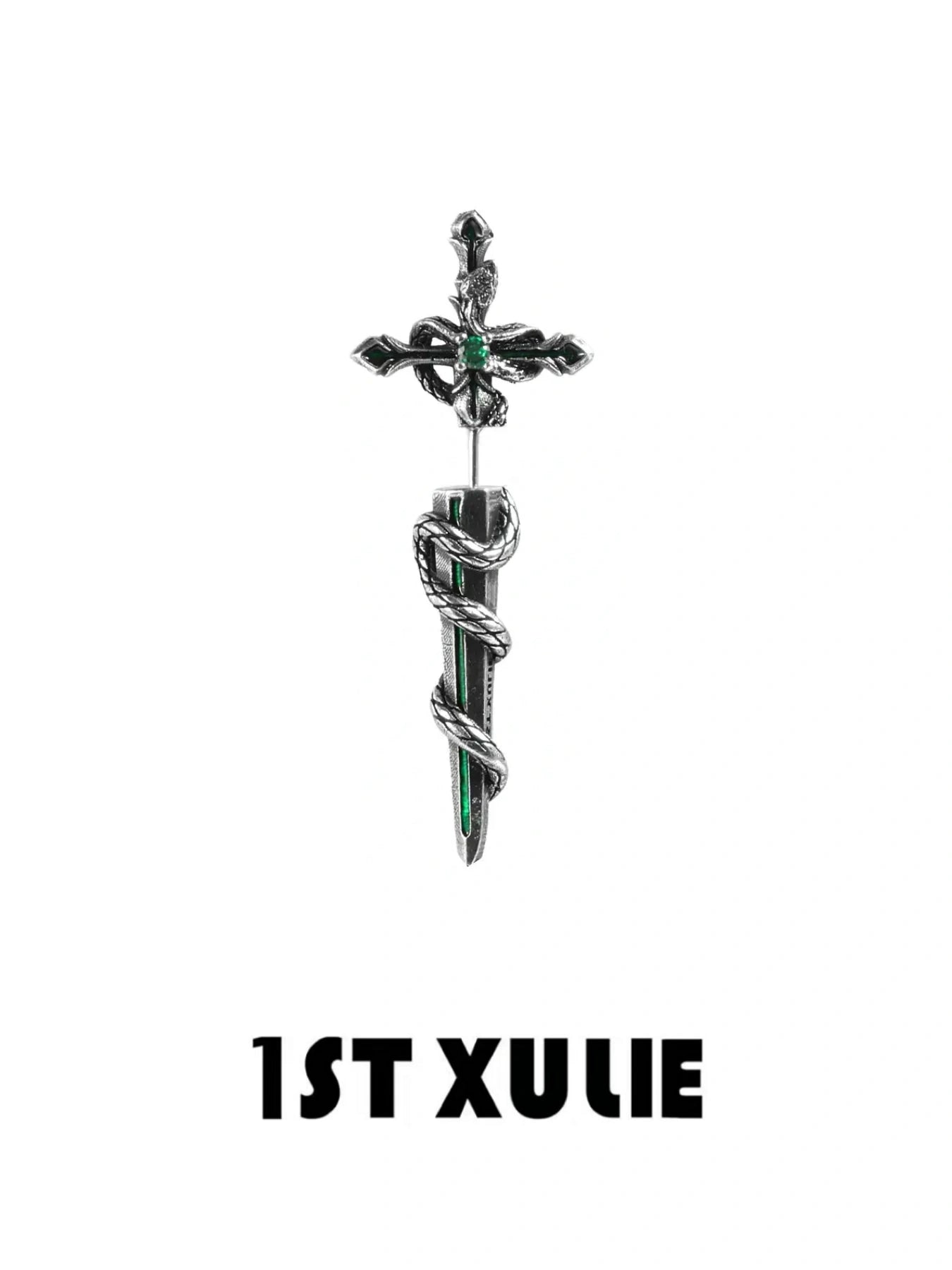 S925 18k Platinum Plated Snake Bite Sword Chain Stud Earrings for Women - Trendy Punk Gothic Jewelry for Parties, Concerts & Night Out