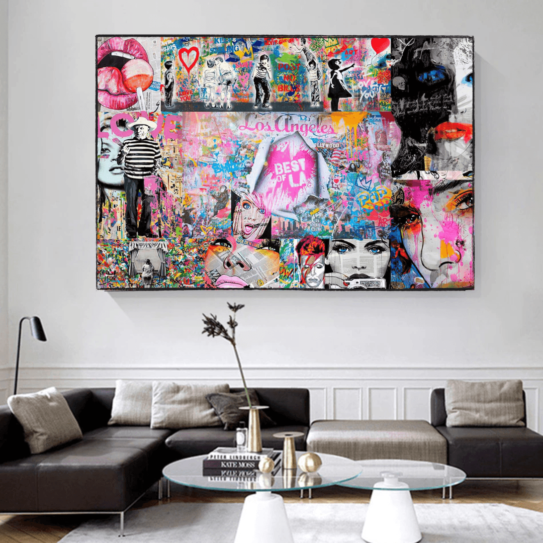 Banksy Los Angeles Hollywood Canvas Wall Art - Urban Street Art Decor for Living Room, Bedroom & Office - Unique Gift for Art Lovers