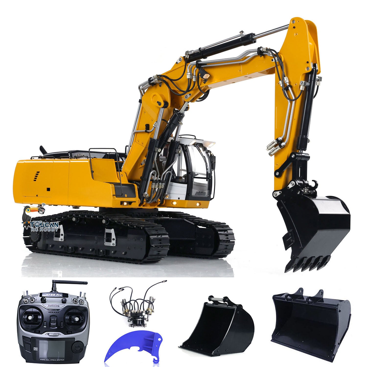 1/14 Scale Radio Control 946 3 Metal Excavator - 10 Channel RC Construction Toy with Painted Body, Rotating Metal Bucket & Tiltable Ripper for Kids & Adults - Perfect for Construction Site Play, Collecting & Outdoor Activities