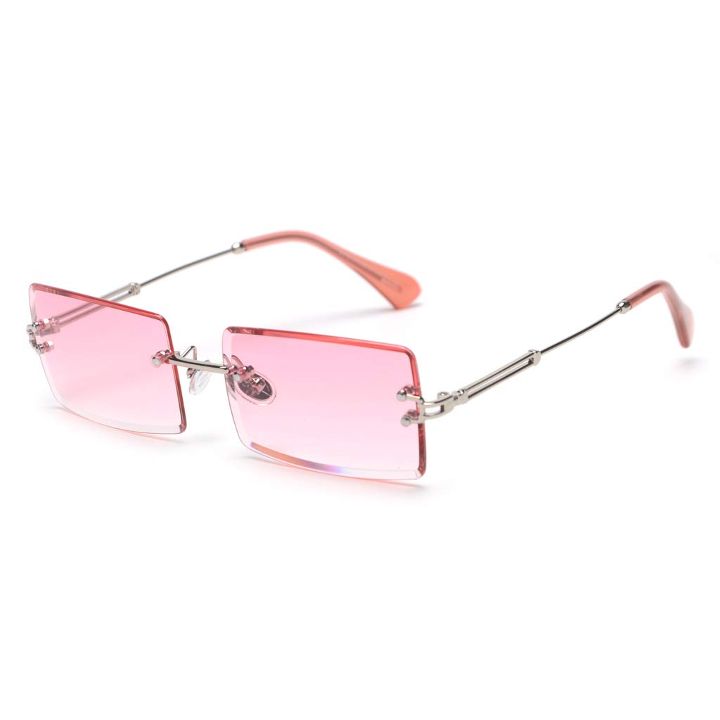 Women's Rimless Rectangle Sunglasses – Stylish Square Sun Glasses for Christmas Gifts & Outdoor Fashion