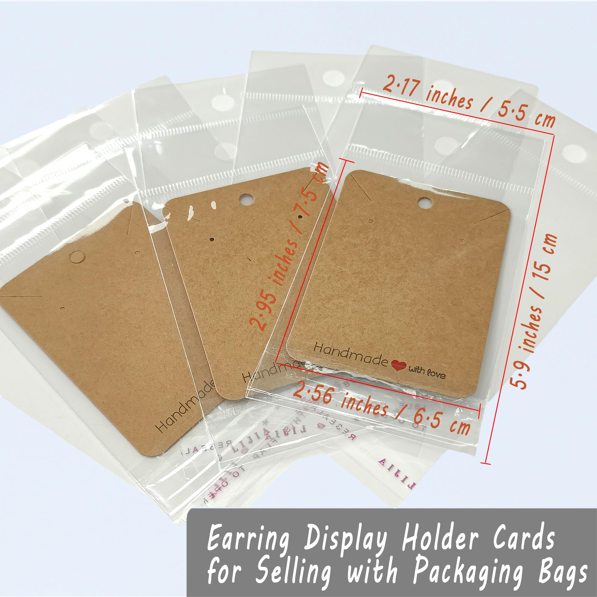 MAIBAOTA 100 Pcs Jewelry Display Cards - Earring Holder Cards with Packaging Bags for Earrings & Necklaces (Brown) | Perfect for Jewelry Stores, Craft Shows & Online Boutique Sales