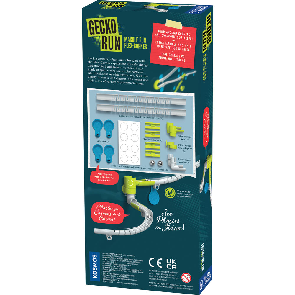 Gecko Run Marble Run Flex Corner Expansion Pack - Creative STEM Building Toy for Kids - Perfect for Indoor Play, Birthday Gifts & Educational Activities