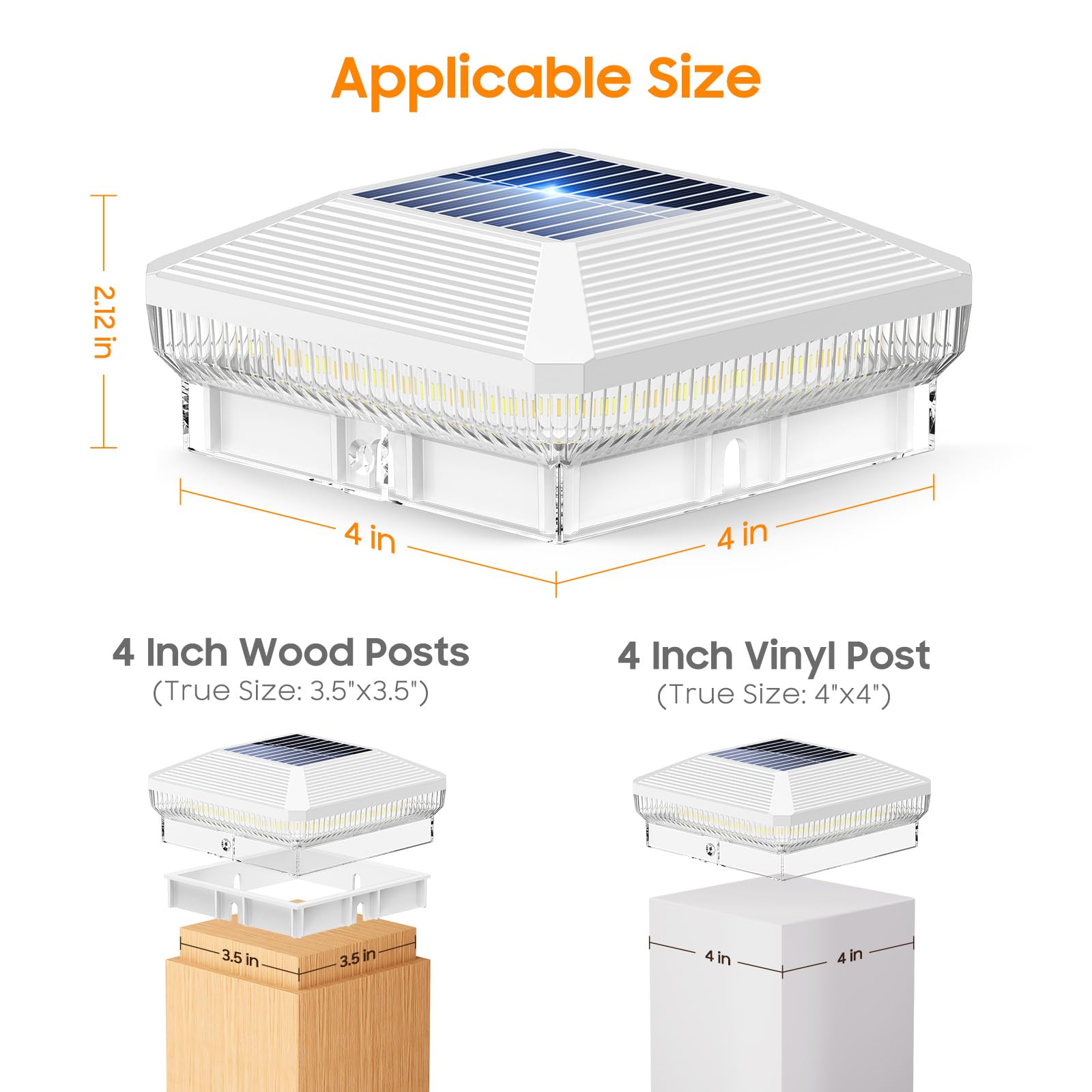 12 Pack Solar Post Cap Lights Outdoor - 40 LEDs 4x4 Waterproof Fence Lights with 3 Modes (30 Lumens) - Solar Powered Deck Lights for Vinyl & Wooden Posts - Perfect for Garden, Patio, Pathway & Backyard Lighting