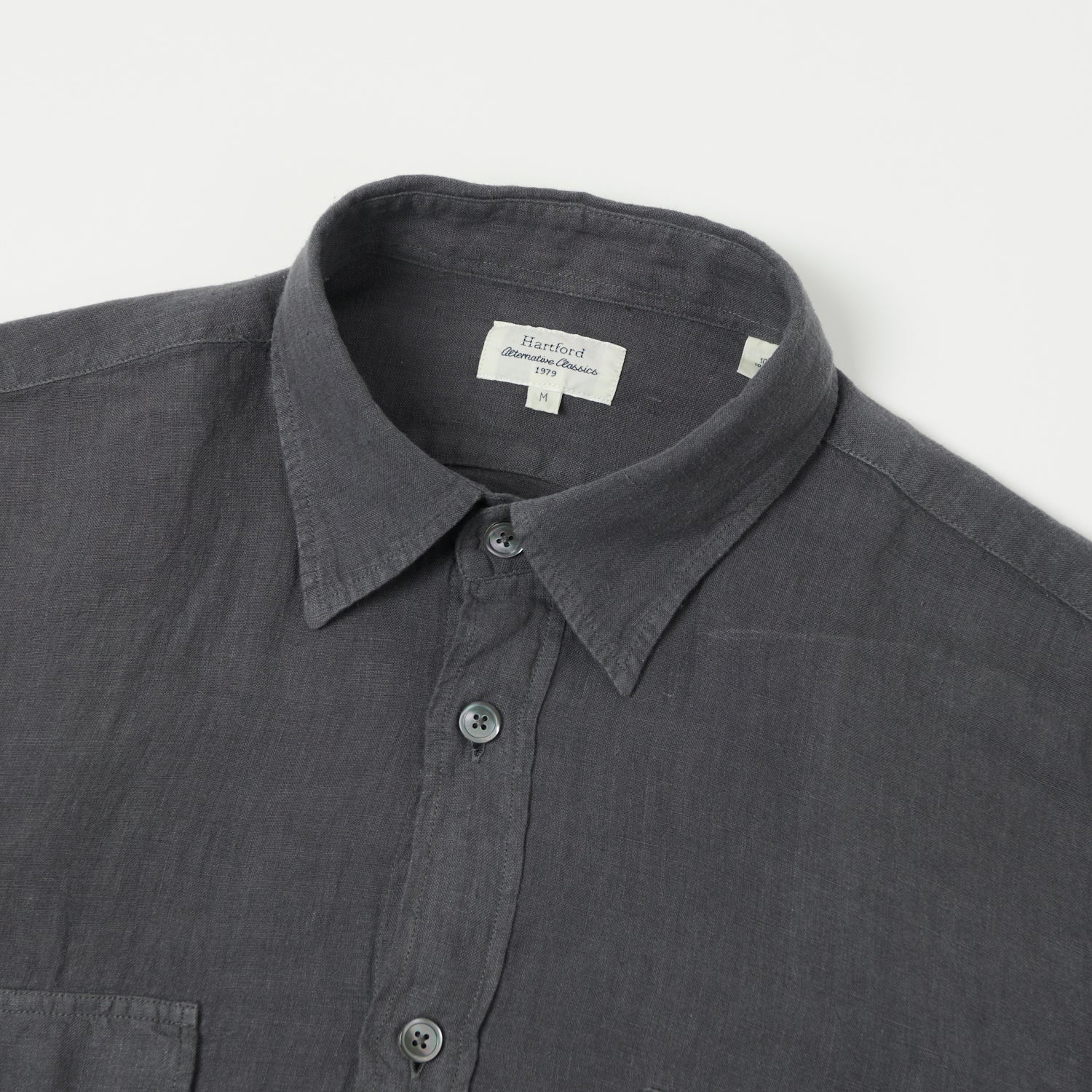 Men's Hartford 'Patrol' Linen Shirt in Charcoal - Breathable Casual Button-Up for Summer Outdoor Activities