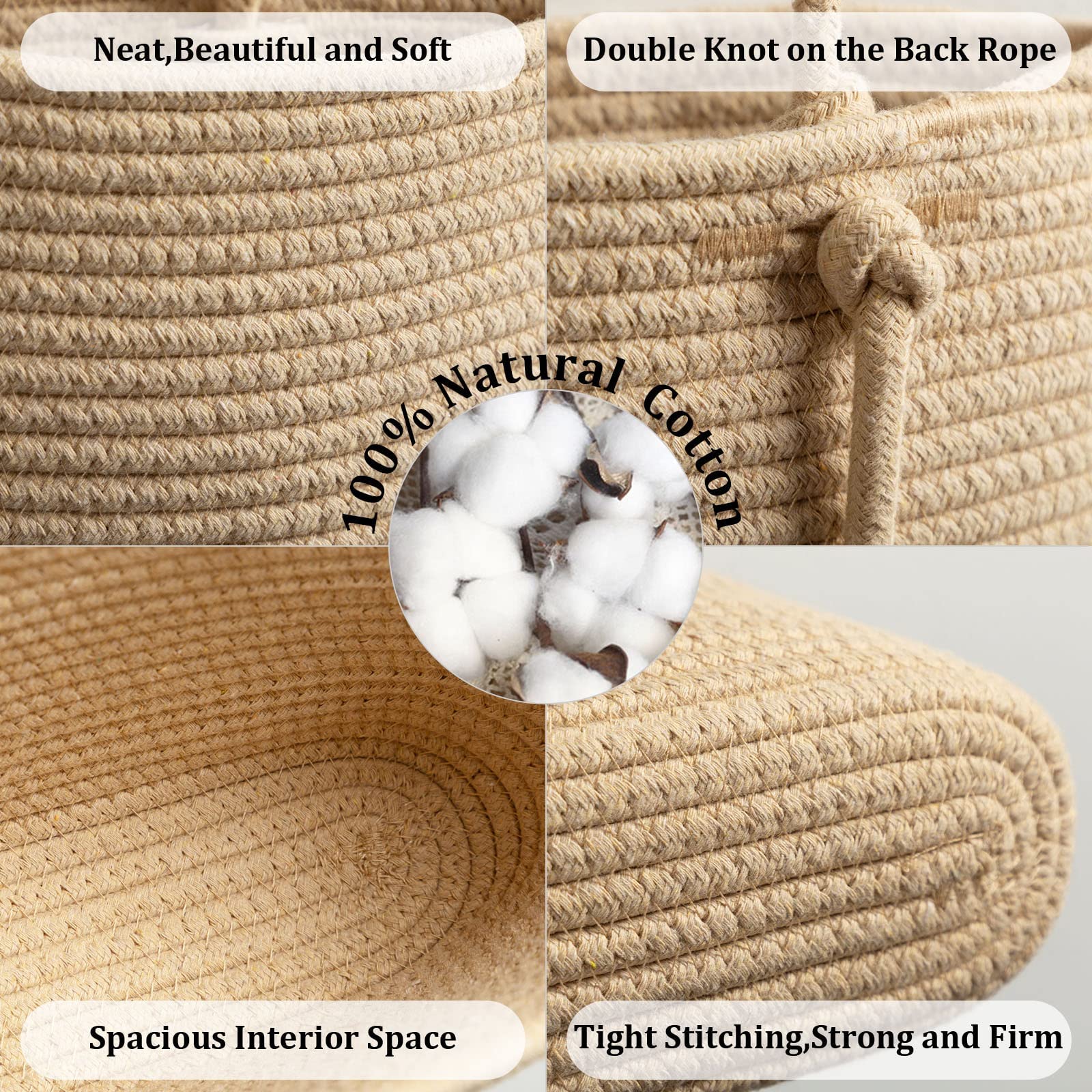 TeoKJ 2-Tier Woven Cotton Over the Door Hanging Basket - Wall Mounted Storage Organizer for Kitchen, Bathroom & Bedroom - Jute Decorative Storage Baskets - Perfect for Fruits, Vegetables, Toys & Towels