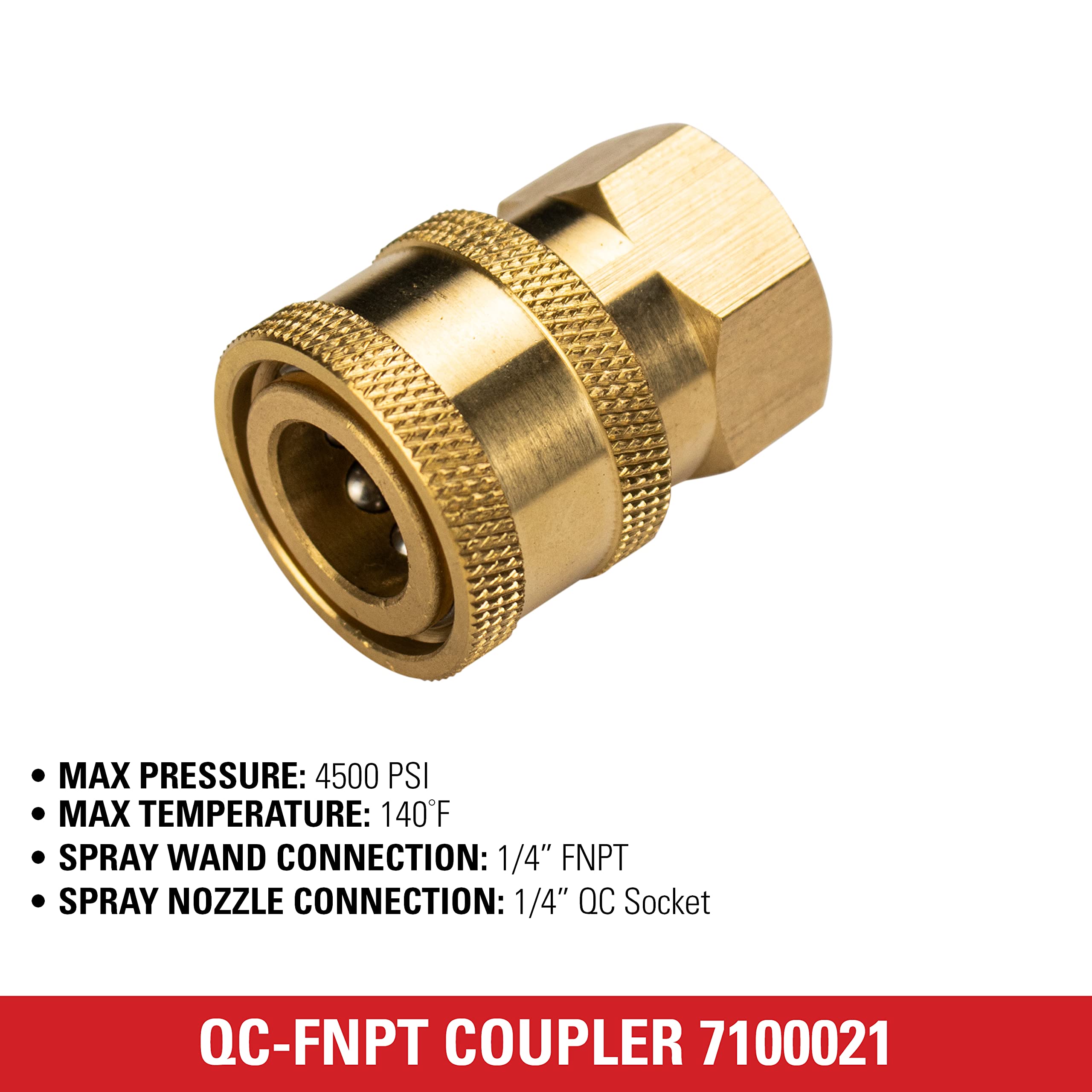 Simpson QC Socket for Pressure Washer Wands - 4500 PSI Brass Connector for Cleaning & Maintenance