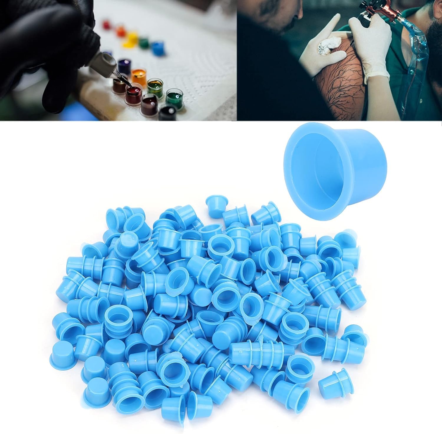 RAJry 100Pcs Disposable Tattoo Ink Caps - Small Size Tattoo Supplies for Professional & Home Tattoo Artists | Perfect for Ink Storage & Hygiene Tattooing
