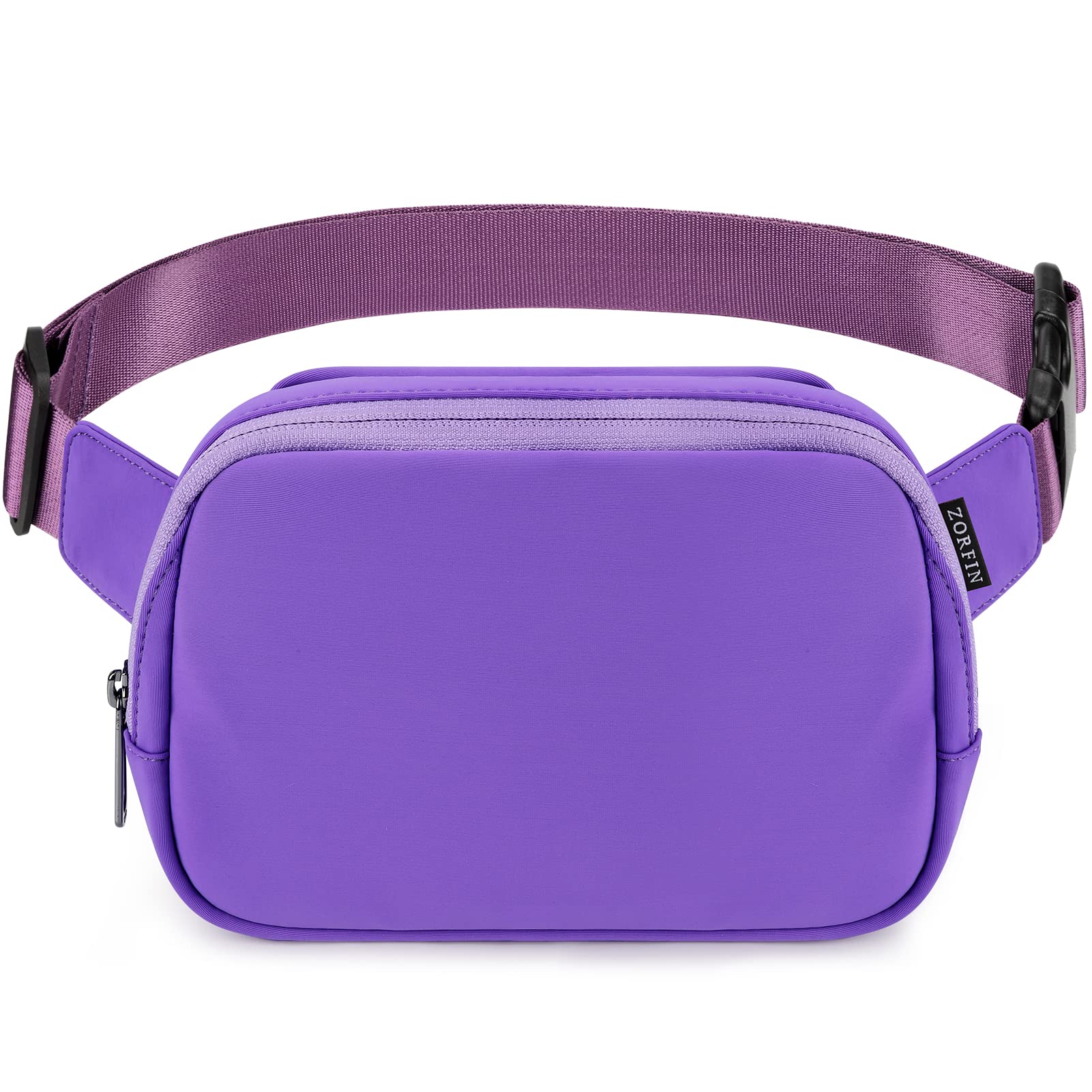 ZORFIN Adjustable Crossbody Fanny Pack for Women & Men - Light Purple Belt Bag for Hiking, Running, Travel - Hands-Free Waist Pack for Outdoor Activities, Concerts & Daily Use