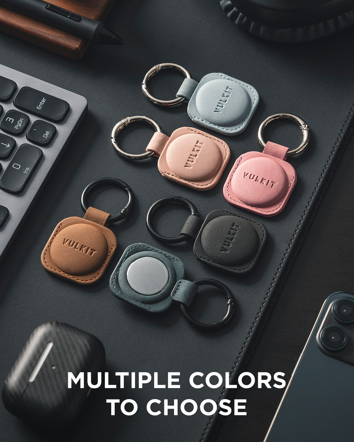 Durable Leather Keychain Case for Apple AirTag - Slim Protective Cover with Secure Hook for Keys, Luggage & Backpacks | Travel & Everyday Use
