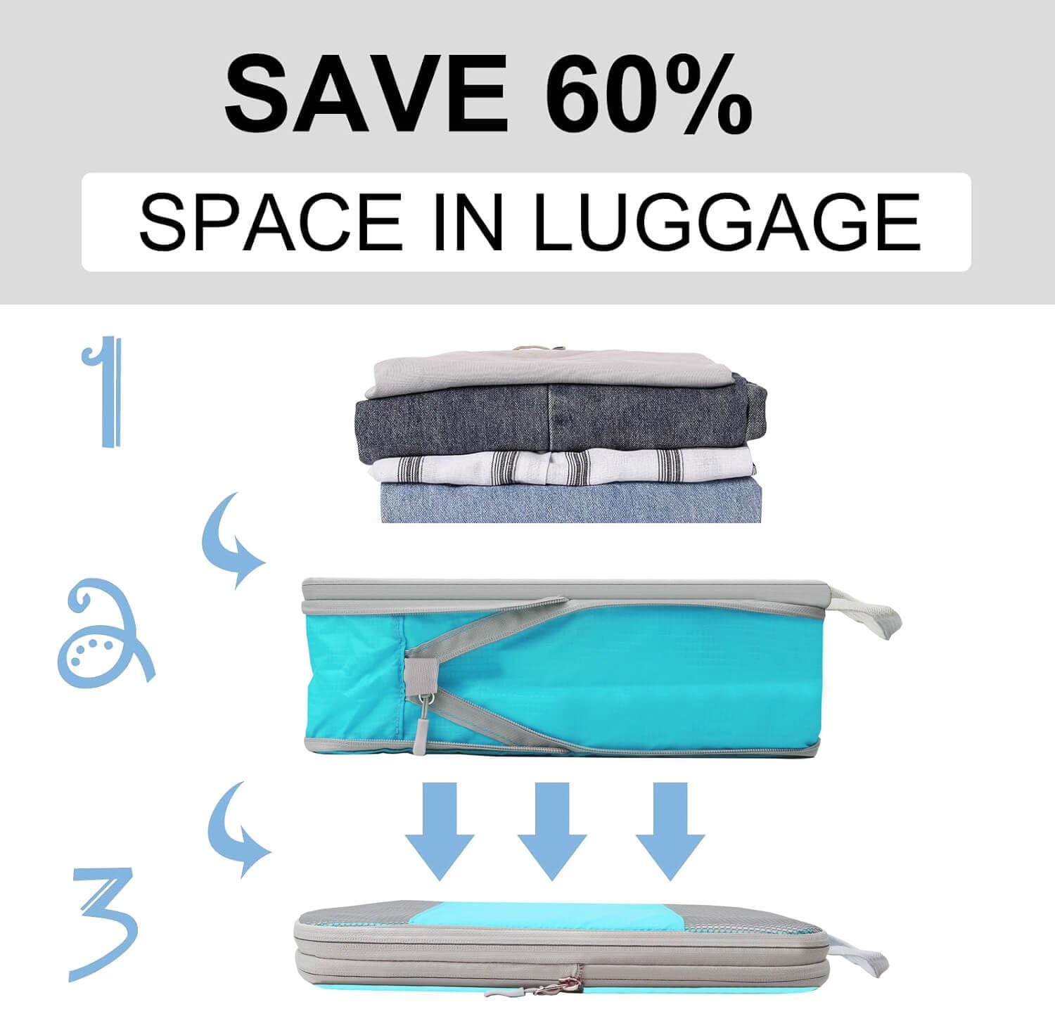 Gowraps 6-Piece/4-Piece Compression Packing Cubes Set - Travel Organizer for Suitcases, Luggage, Carry-On & Backpacks | Space-Saving Storage Bags for Efficient Packing | Perfect for Business Trips, Vacations & Weekend Getaways