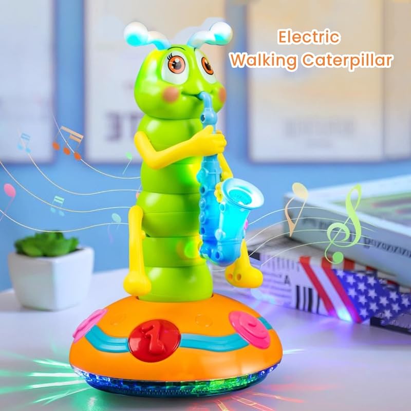 **Electric Caterpillar Saxophone Toy for Kids - LED Light-Up Dancing Musical Instrument, Sensory Toy for Toddler Boys & Girls (Pink, 1-Pack) - Perfect for Birthday Gifts, Early Learning & Playtime Fun**