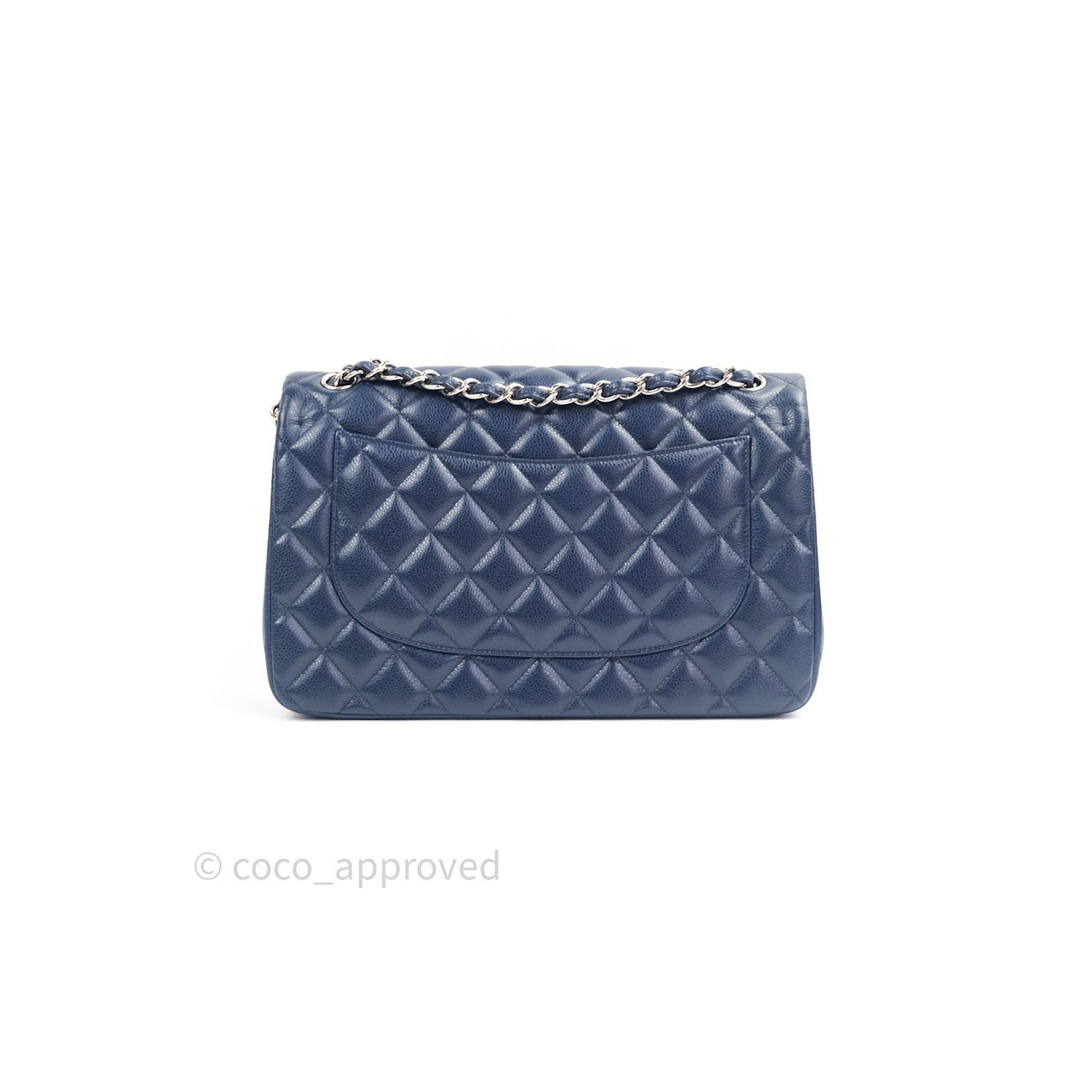 Chanel Classic Jumbo Quilted Double Flap Bag in Blue Caviar Leather with Silver Hardware - Luxury Designer Handbag for Women, Perfect for Parties, Work & Everyday Use