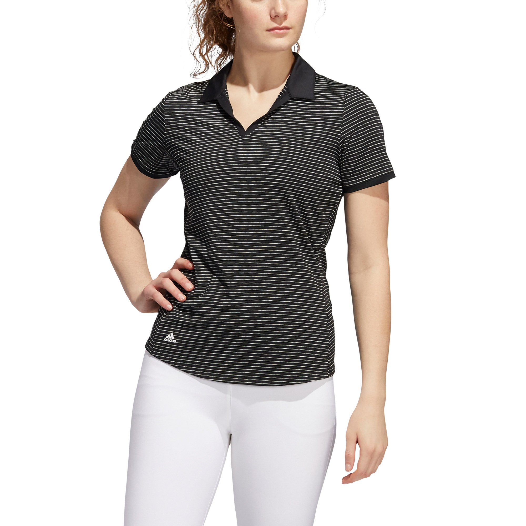 Adidas Ultimate365 Space Dyed Striped Women's Golf Polo Shirt - Moisture Wicking & UV Protection for Outdoor Sports & Casual Wear