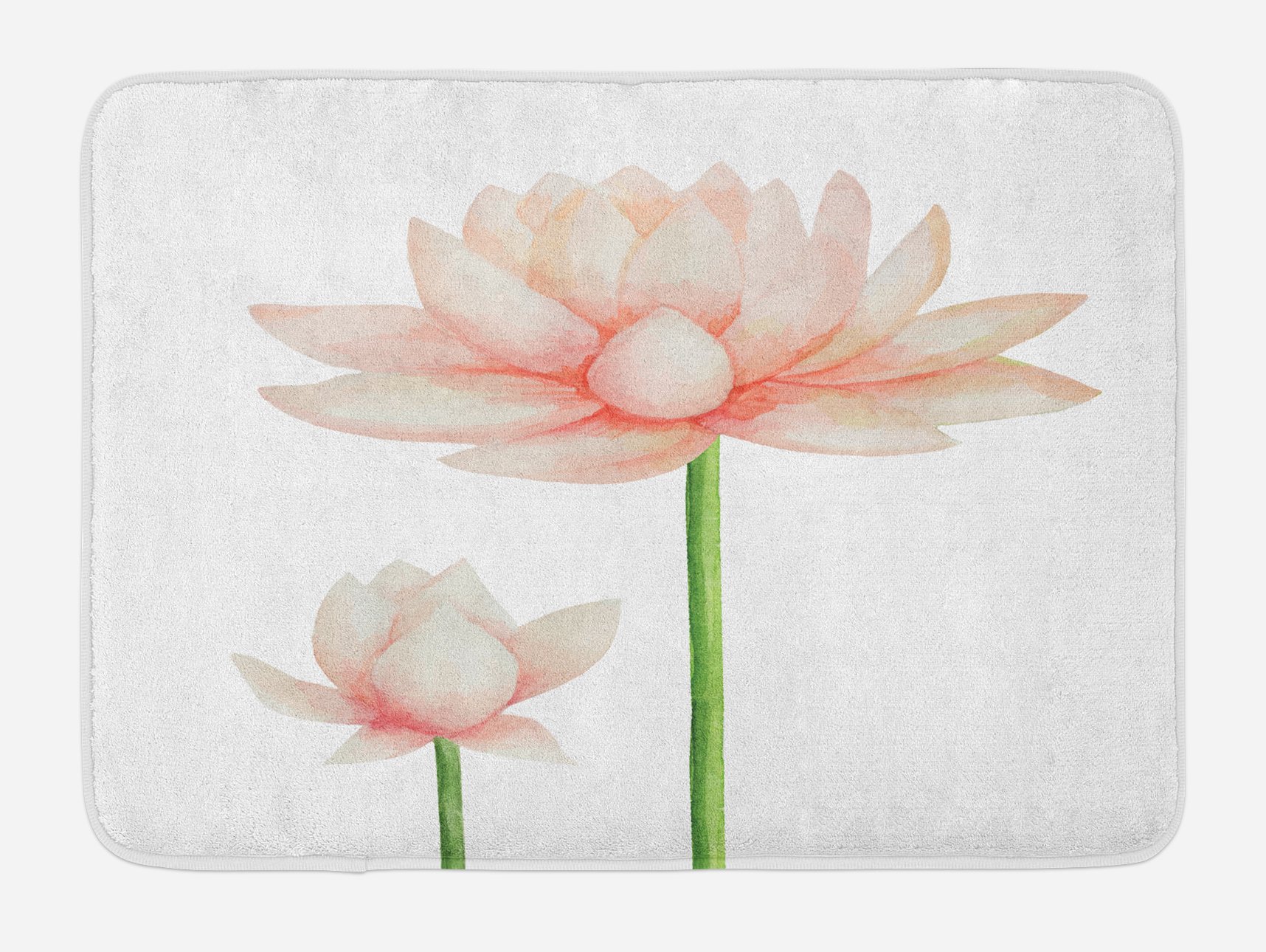 Ambesonne Non-Slip Yoga Bath Mat - Pastel Blooming Lotus Flower Design, Plush Spa Decor for Bathroom, 30.2
