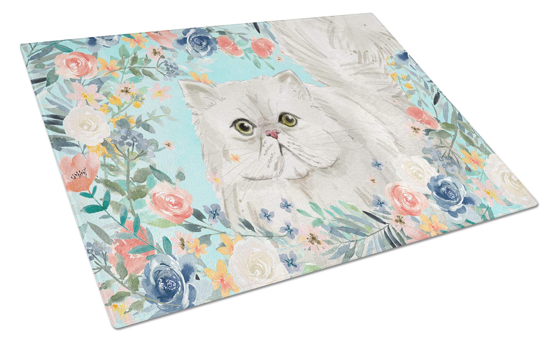 Persian Spring Flowers Tempered Glass Cutting Board - Large Decorative Kitchen Chopping & Serving Board | Perfect for Entertaining, Food Prep & Home Decor | Caroline's Treasures CK3394LCB