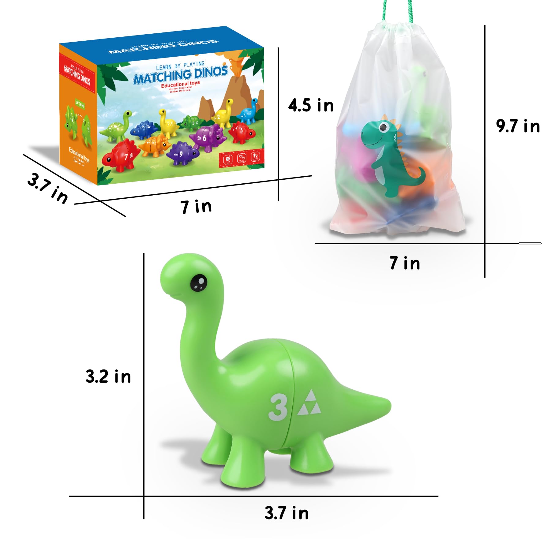 Dinosaur Montessori Toys for Toddlers 1-4 - Educational Sensory Toys for Outdoor Learning & Travel Play